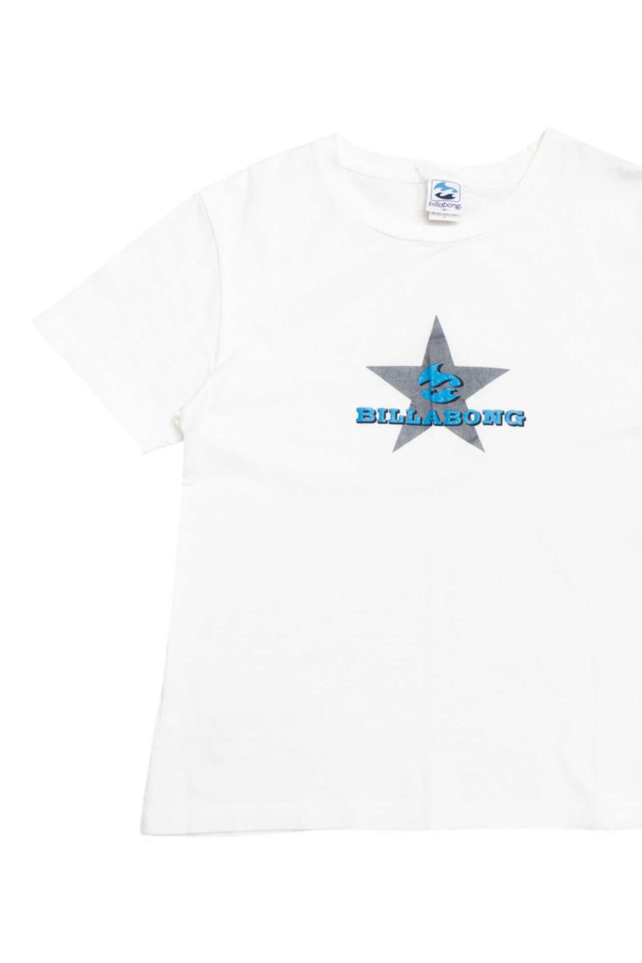 #212 Billabong white glittered cotton tee | c. 162 | size 10
