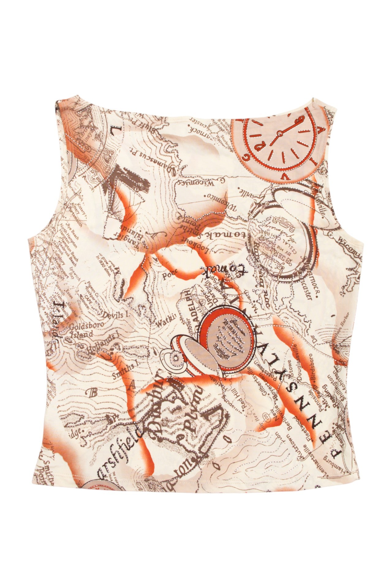 #219 map print fitted tank | c. 163 | size 10