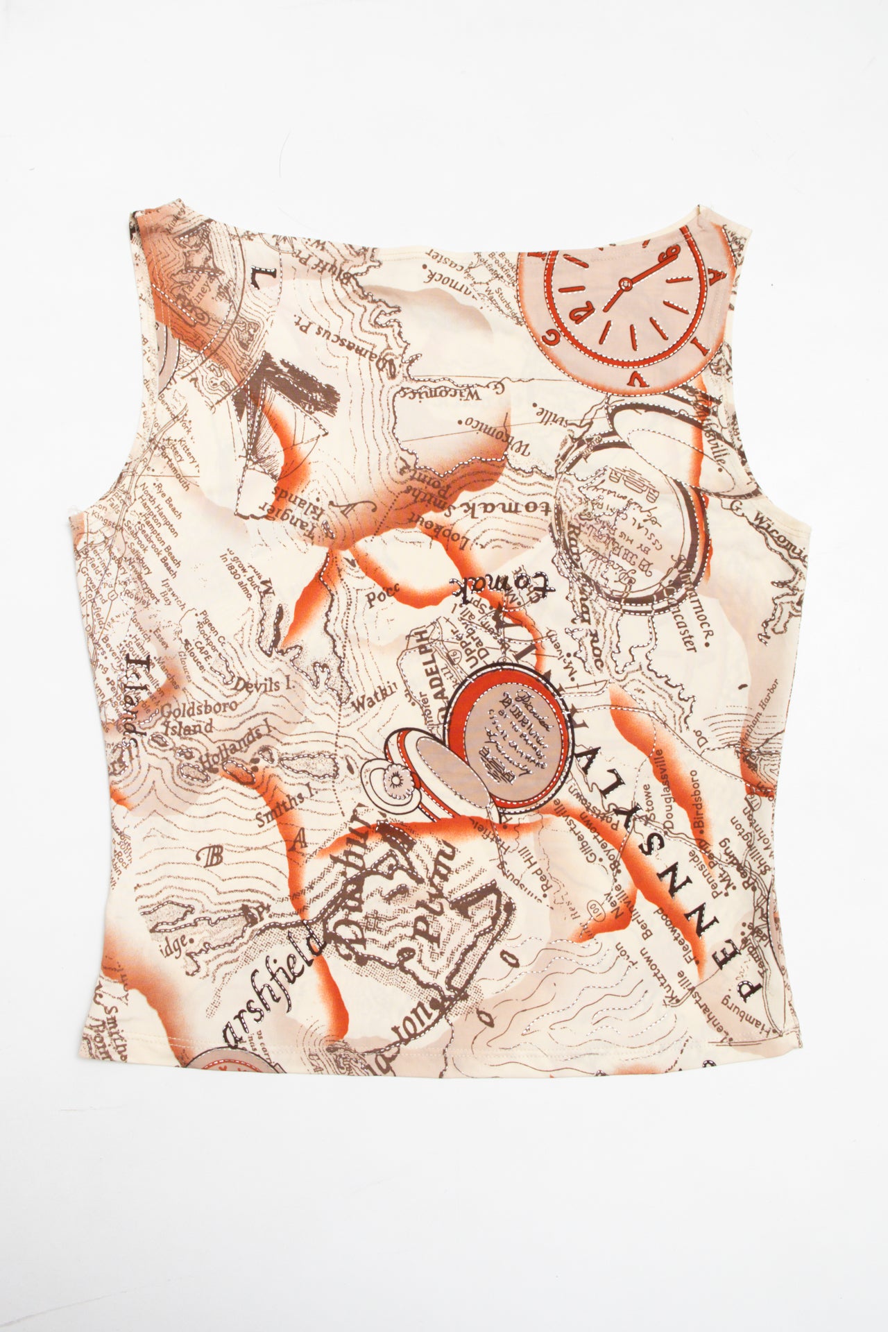 #219 map print fitted tank | c. 163 | size 10
