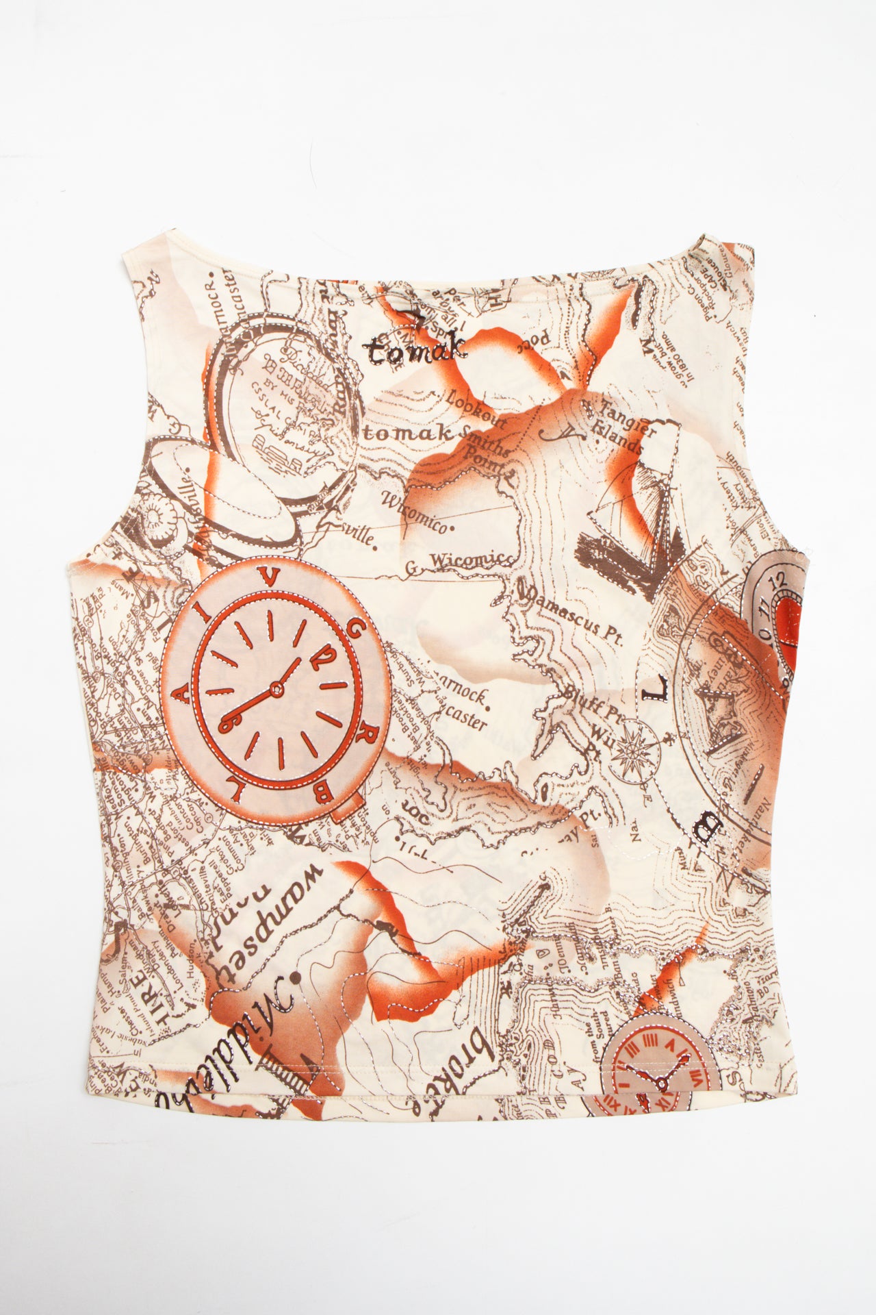 #219 map print fitted tank | c. 163 | size 10