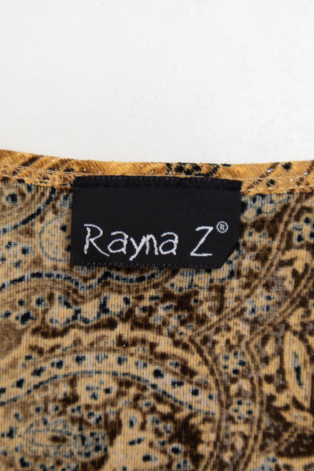 #226 Paisley gold spec cow-neck top | c. 163 | size 12
