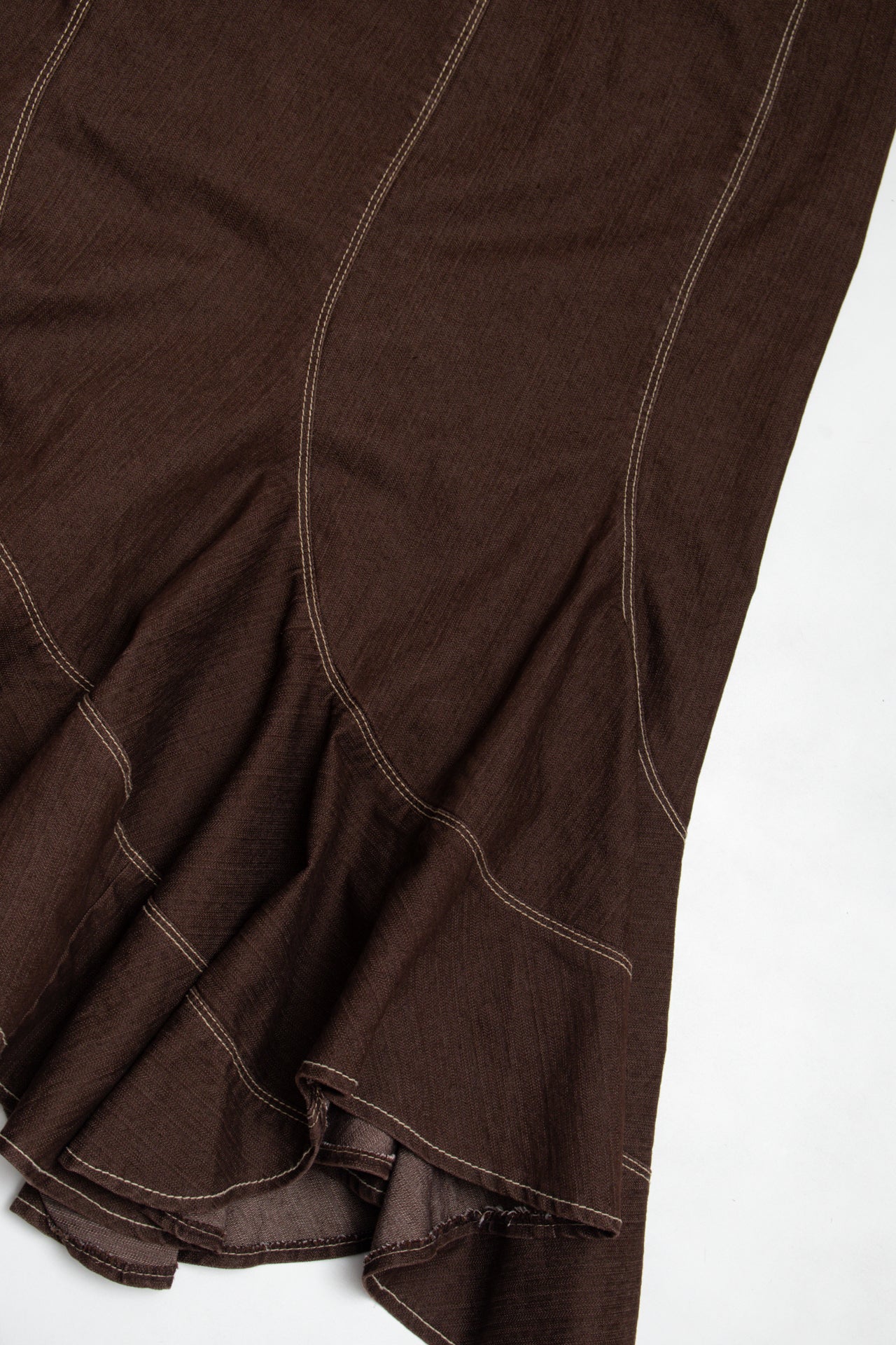 #239 Live a Little brown ruffle midi skirt | c. 163 | size 12
