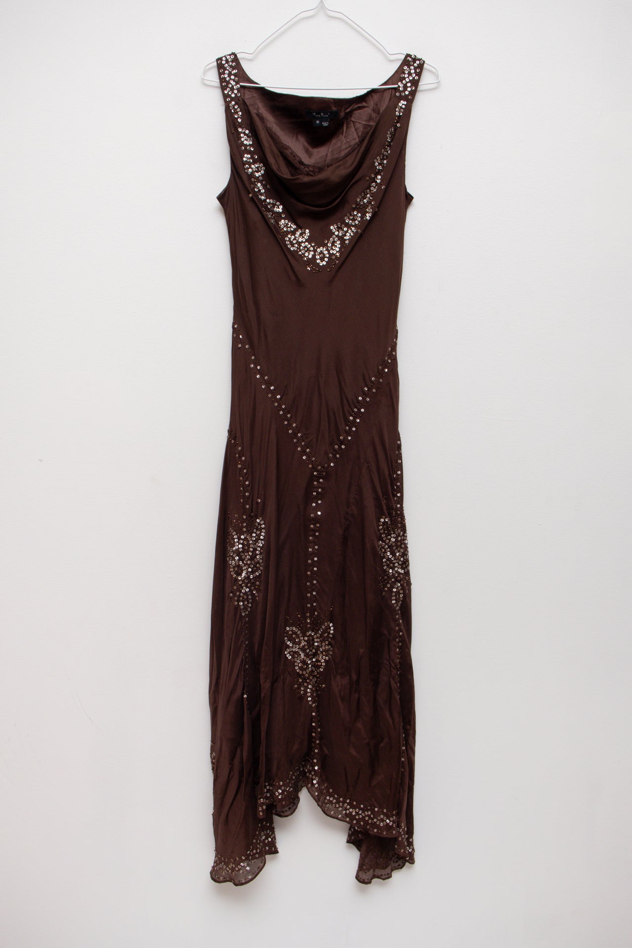 #269 ECI New York brown sequinned dress | c. 163 | size 10