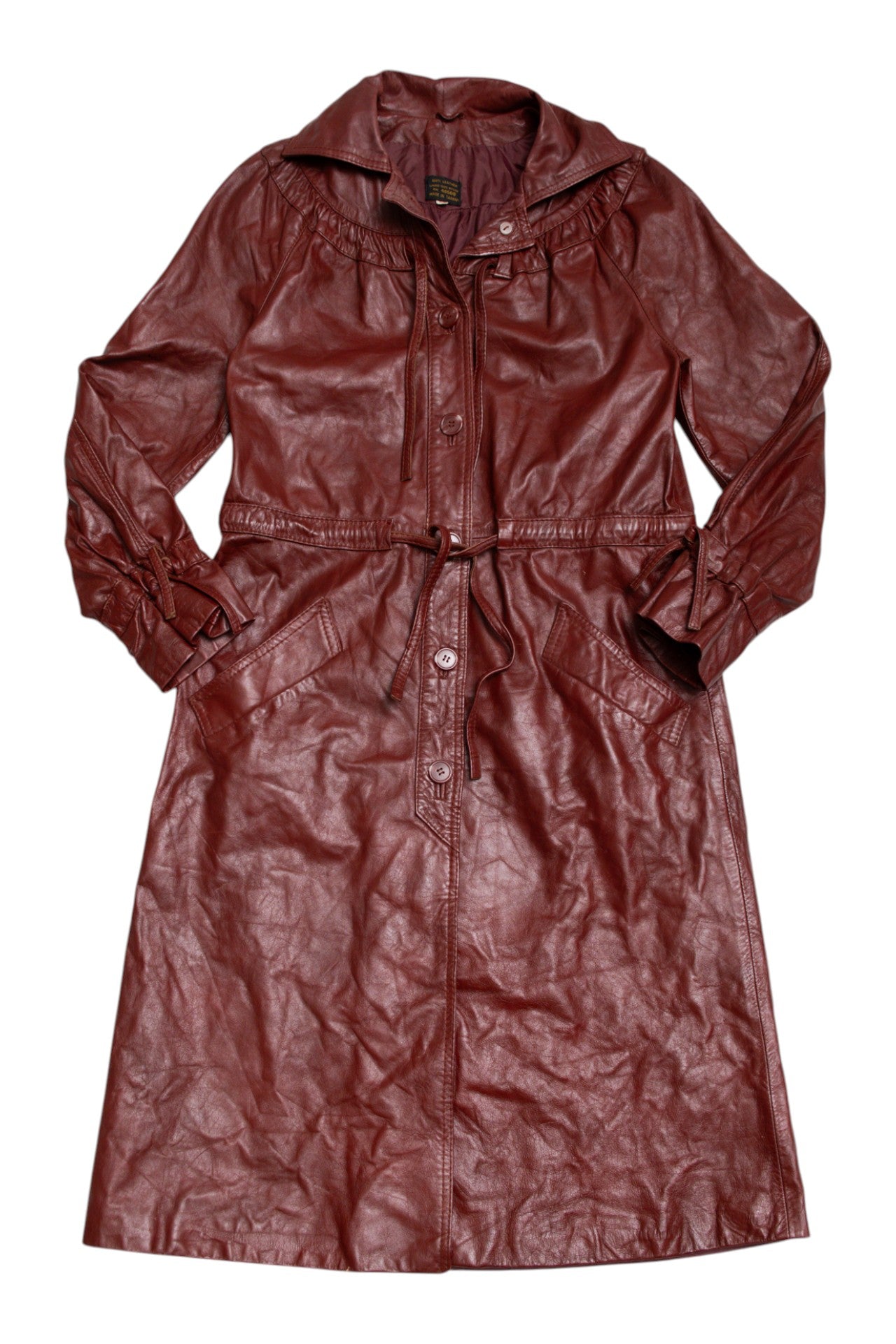 #270 burgundy leather full length jacket | c. 163 | size 8