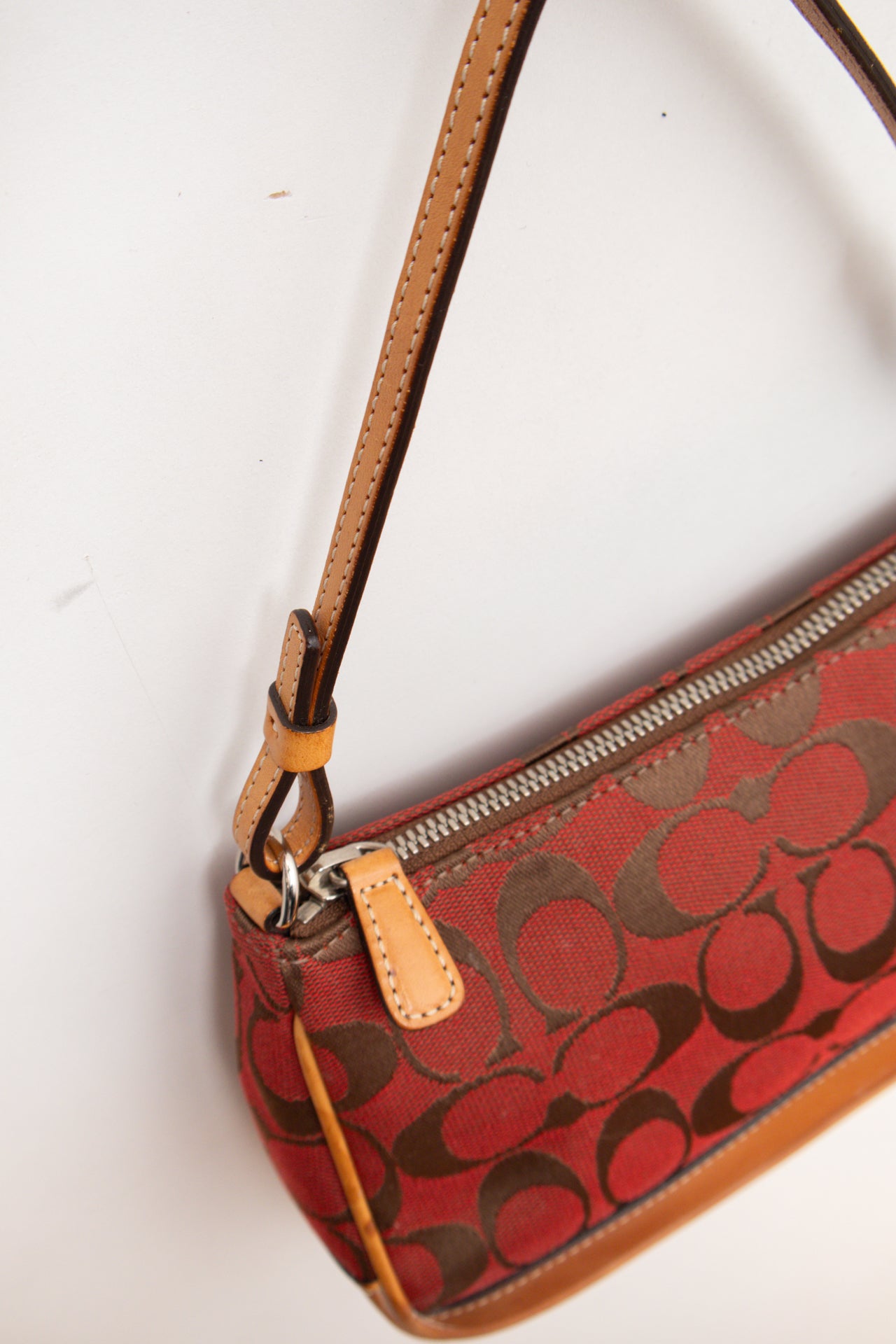 #241 Coach red/brown monogram canvas demi bag | c. 163