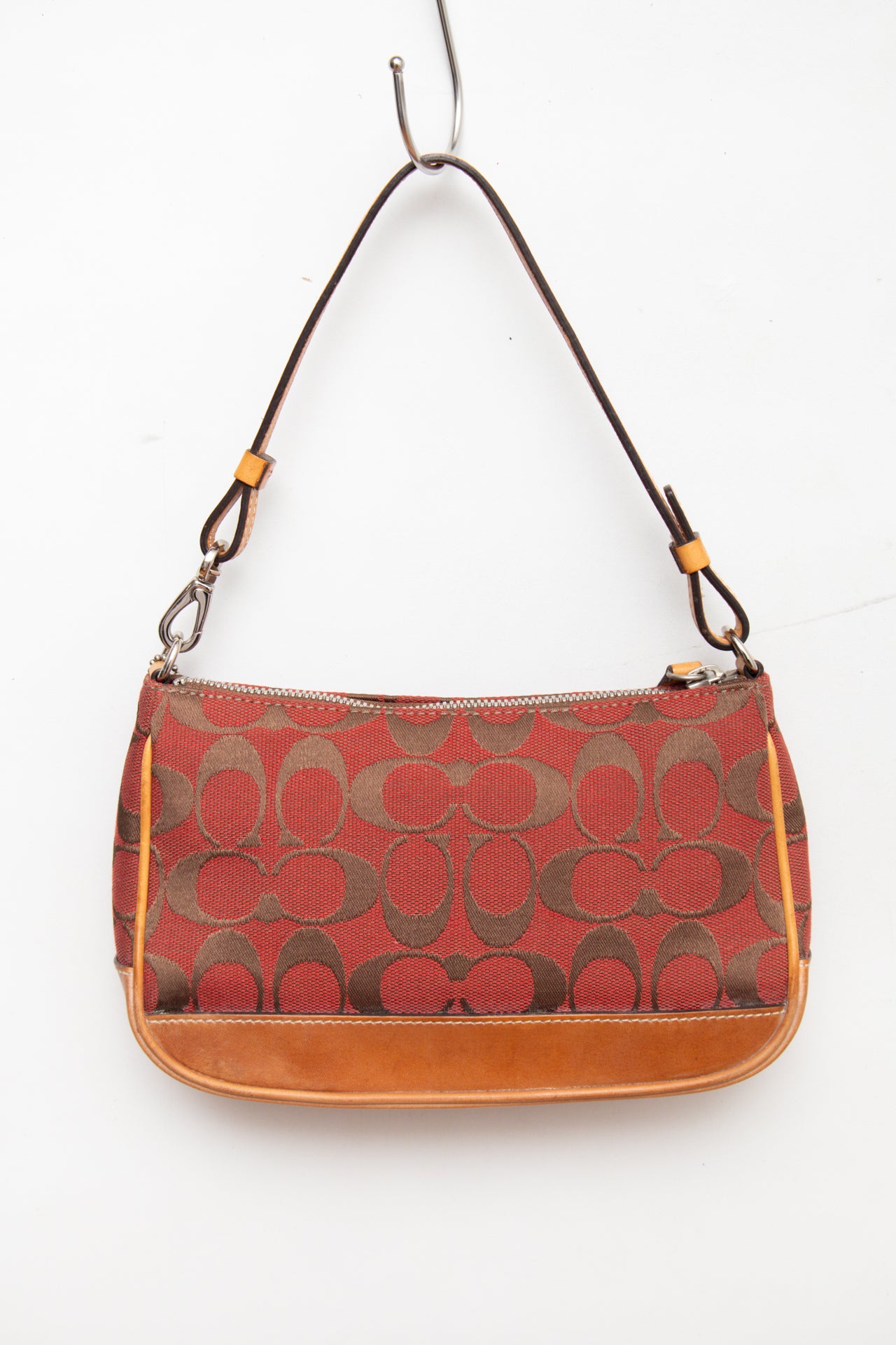 #241 Coach red/brown monogram canvas demi bag | c. 163