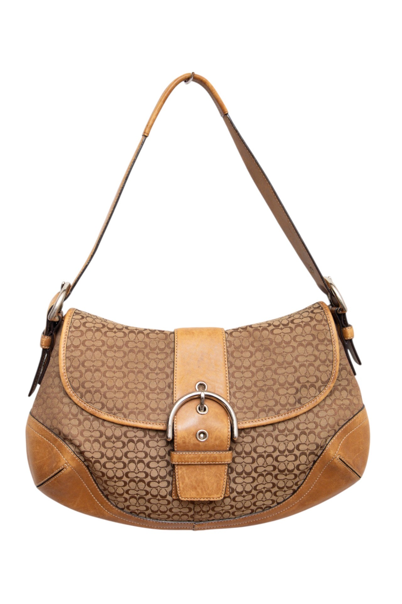#245 Coach monogram buckle leather bag | c. 163