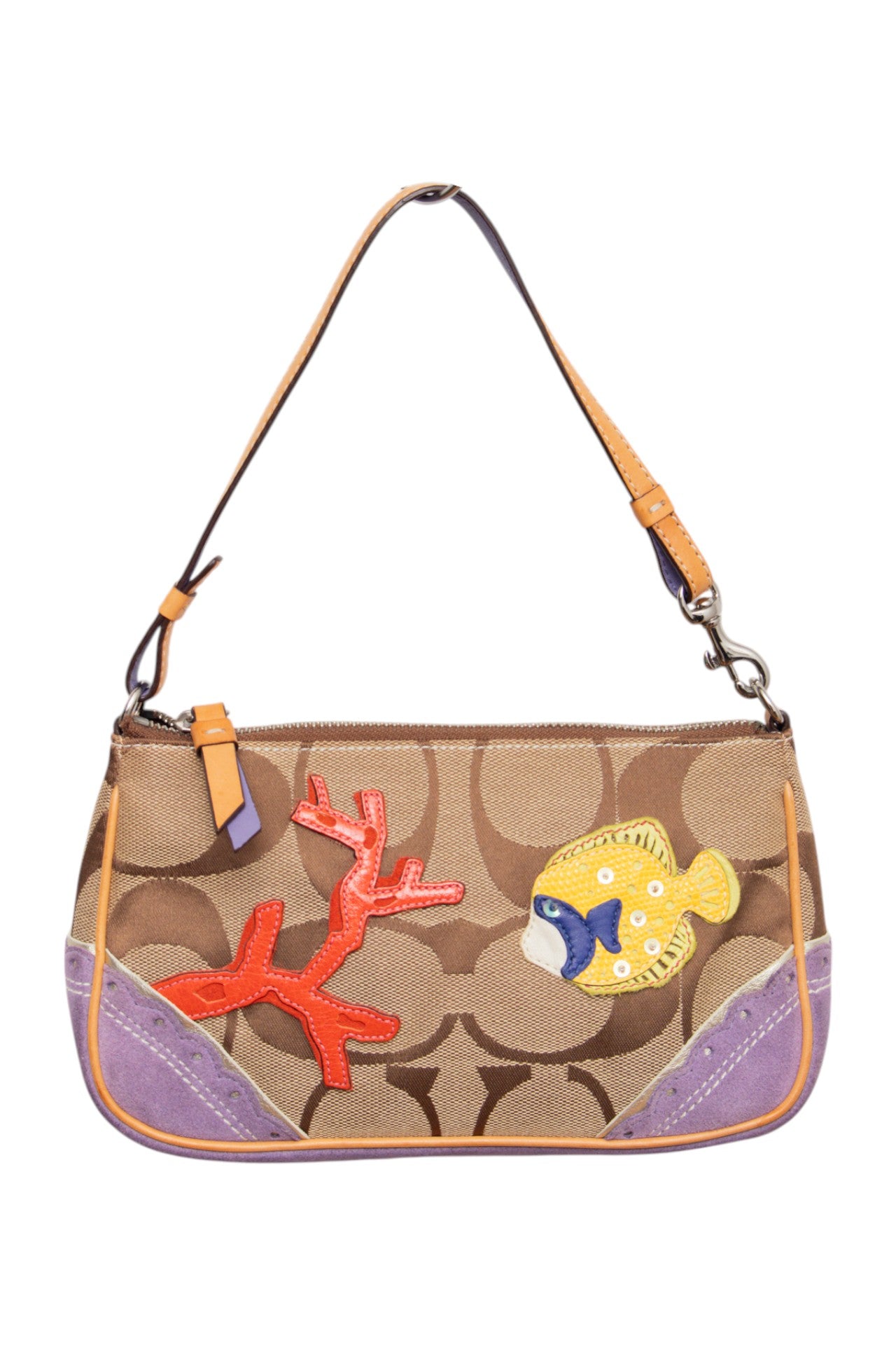 #242 Coach purple fish monogram demi bag | c. 163
