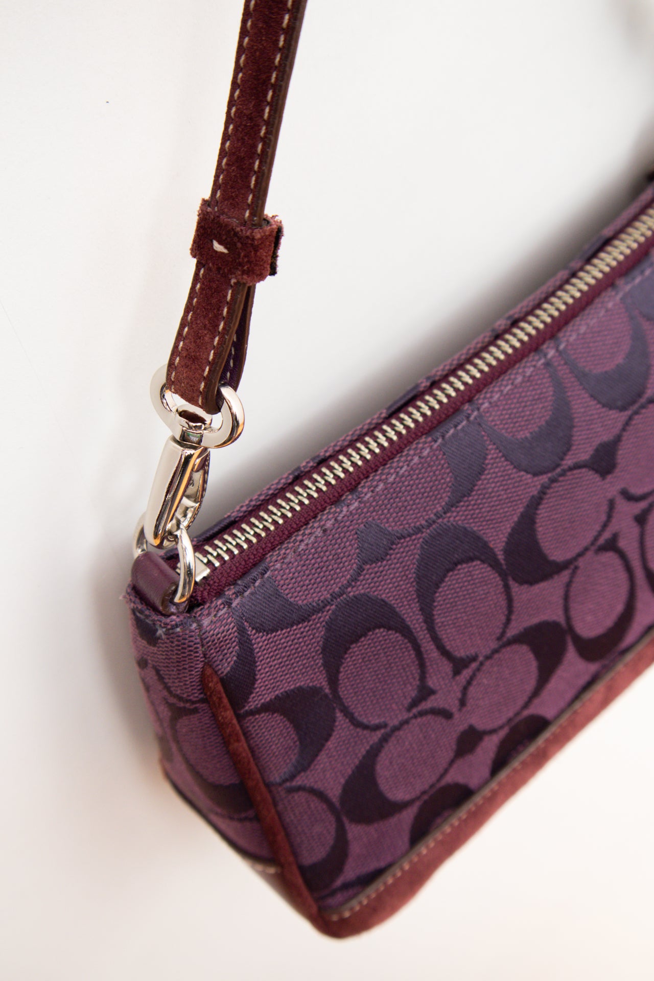 #243 Coach purple canvas monogram demi bag | c. 163