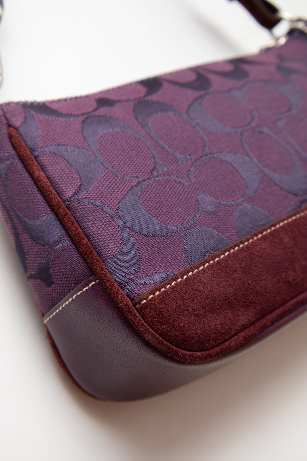 #243 Coach purple canvas monogram demi bag | c. 163