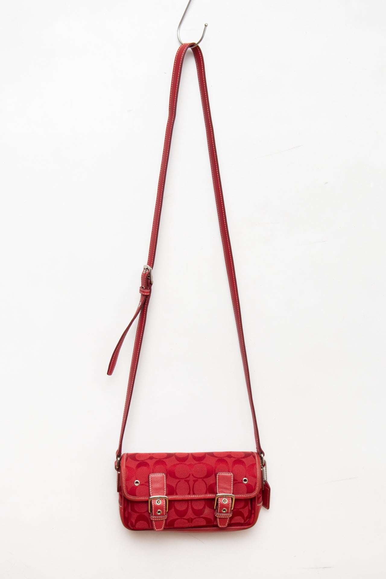 #247 Coach cherry red cross body buckle bag | c. 163