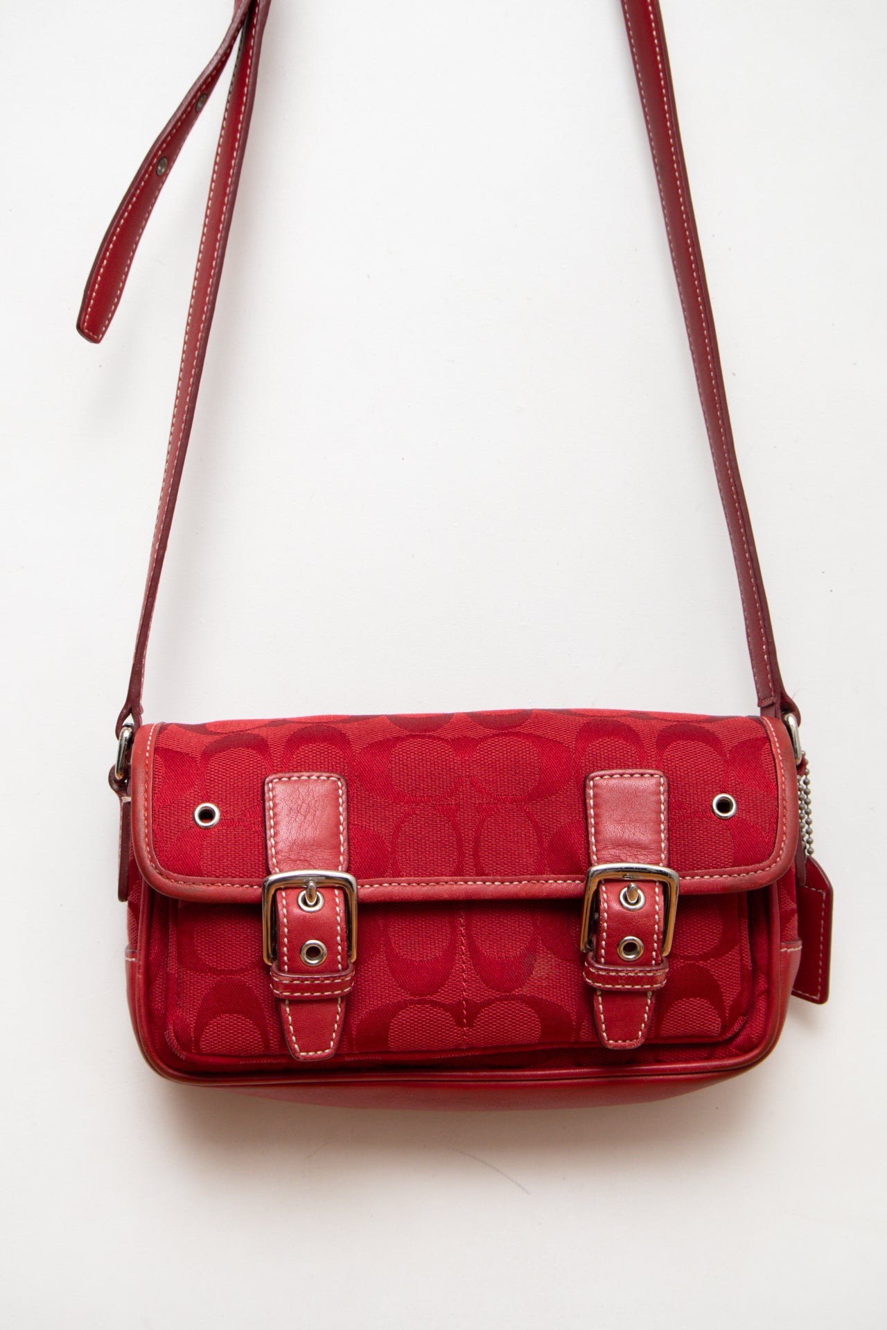 #247 Coach cherry red cross body buckle bag | c. 163