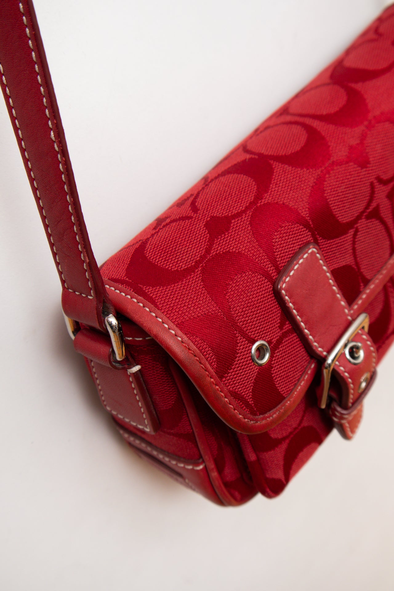 #247 Coach cherry red cross body buckle bag | c. 163