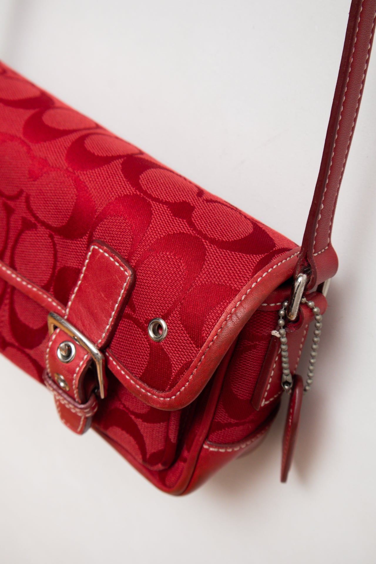 #247 Coach cherry red cross body buckle bag | c. 163
