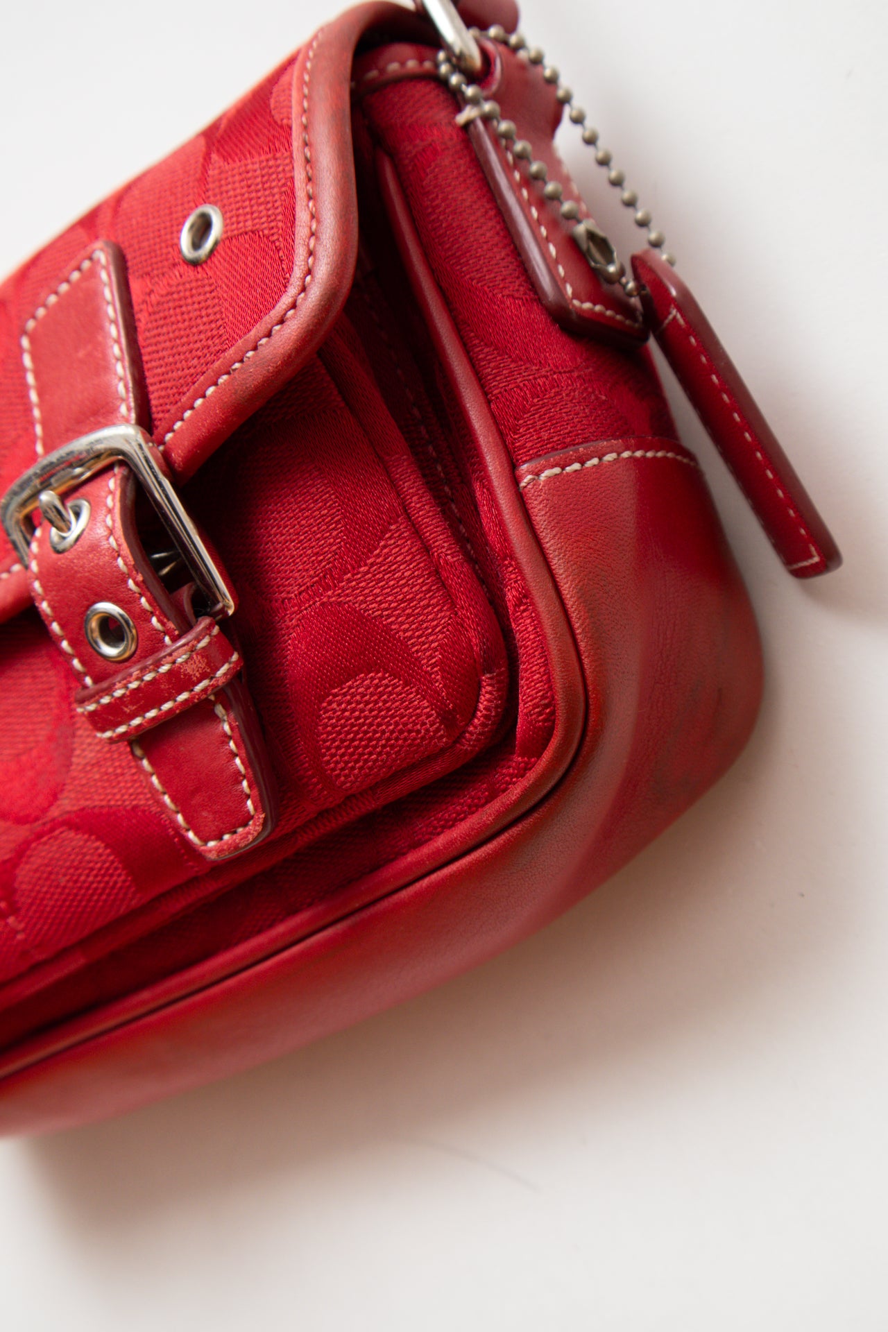 #247 Coach cherry red cross body buckle bag | c. 163