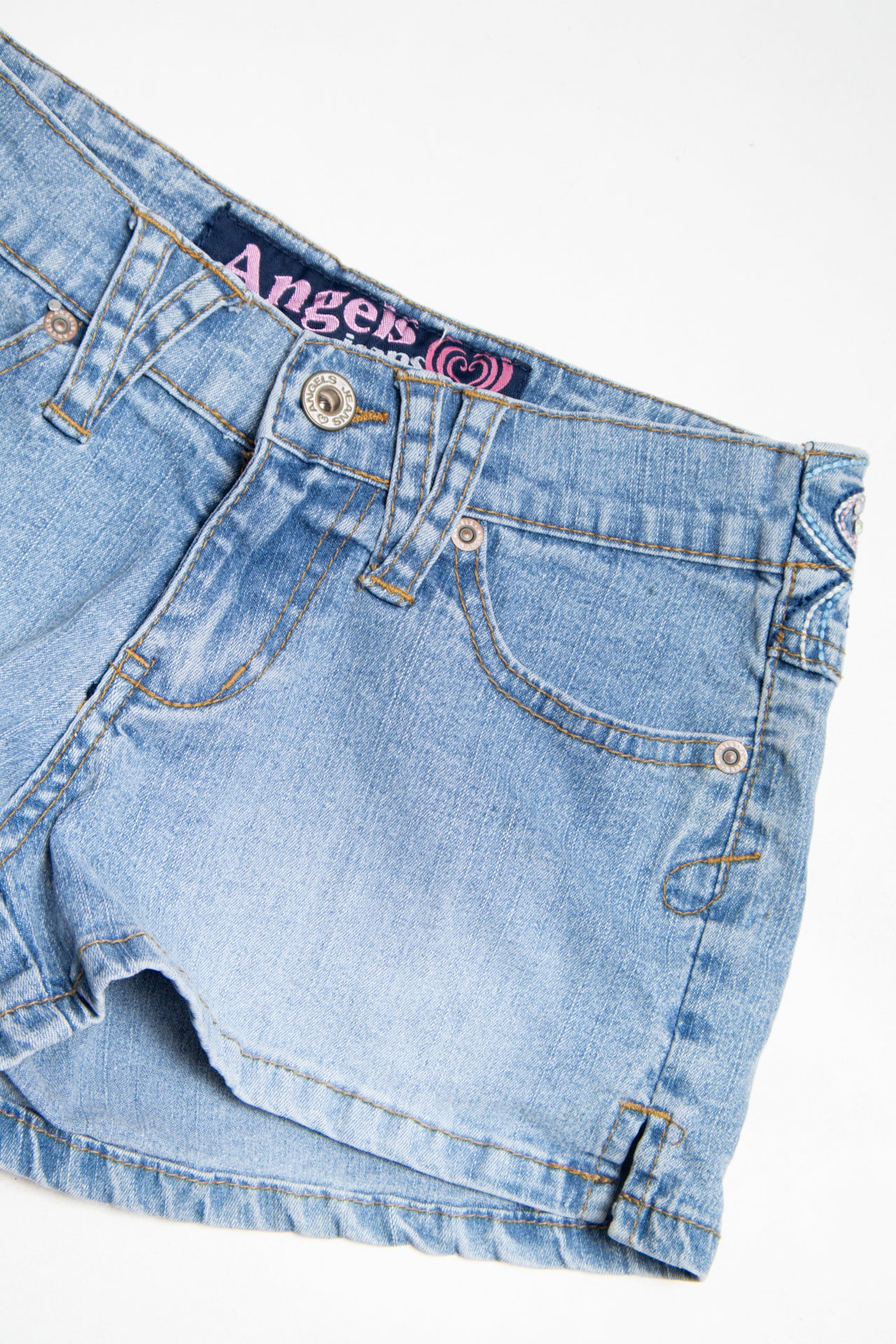 #07 Angels rhinestoned denim mini shorts | c. 164 | size 4