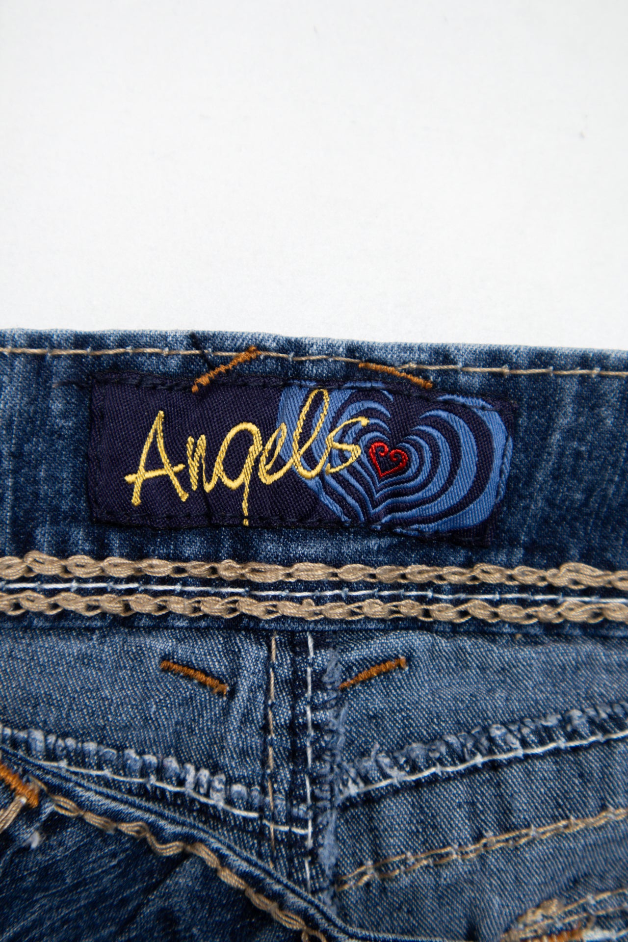 #08 Angels distressed dark wash mini denim shorts | c. 164 | size 8