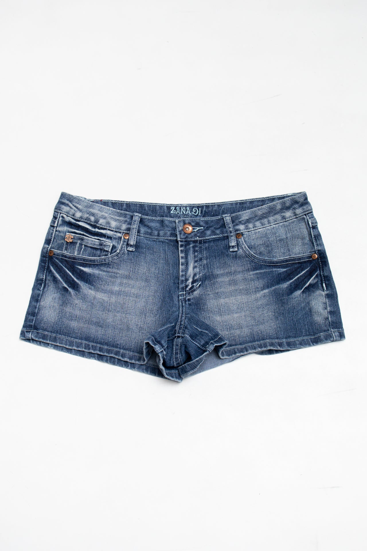 #09 Zanadi studded denim mini shorts | c. 164 | size 10