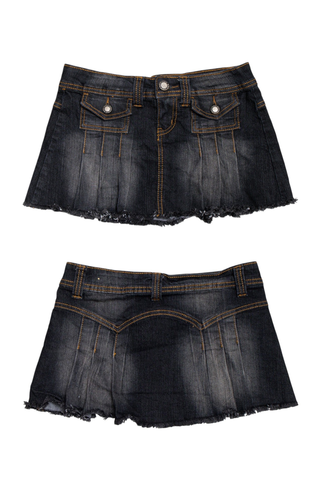 #10 Bongo pleated dark wash mini skirt | c. 164 | size 6