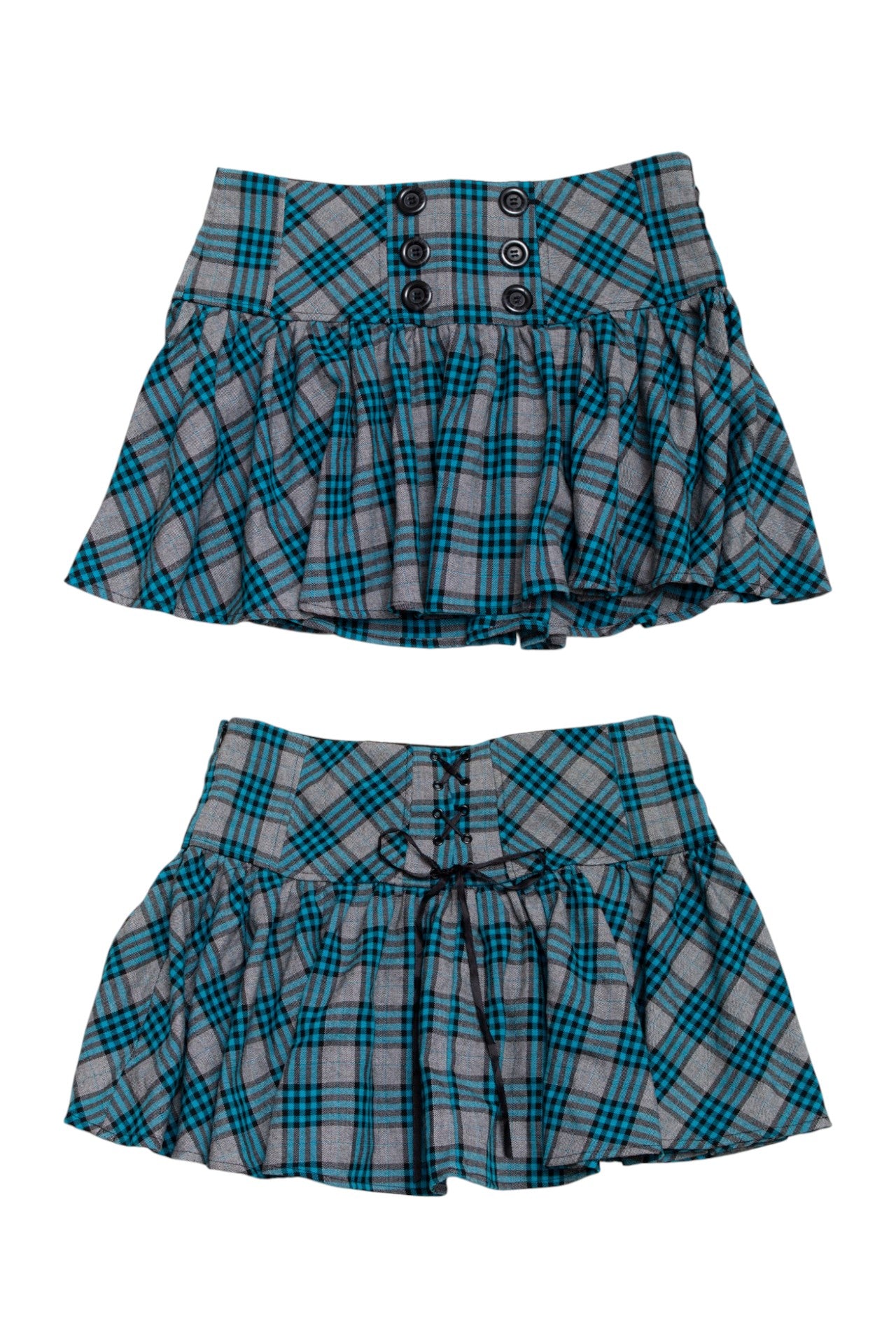 #16 Candie's teal plaid mini skirt | c. 164 | size 10