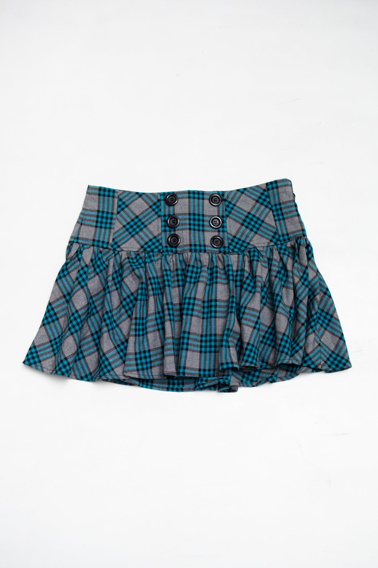 #16 Candie's teal plaid mini skirt | c. 164 | size 10