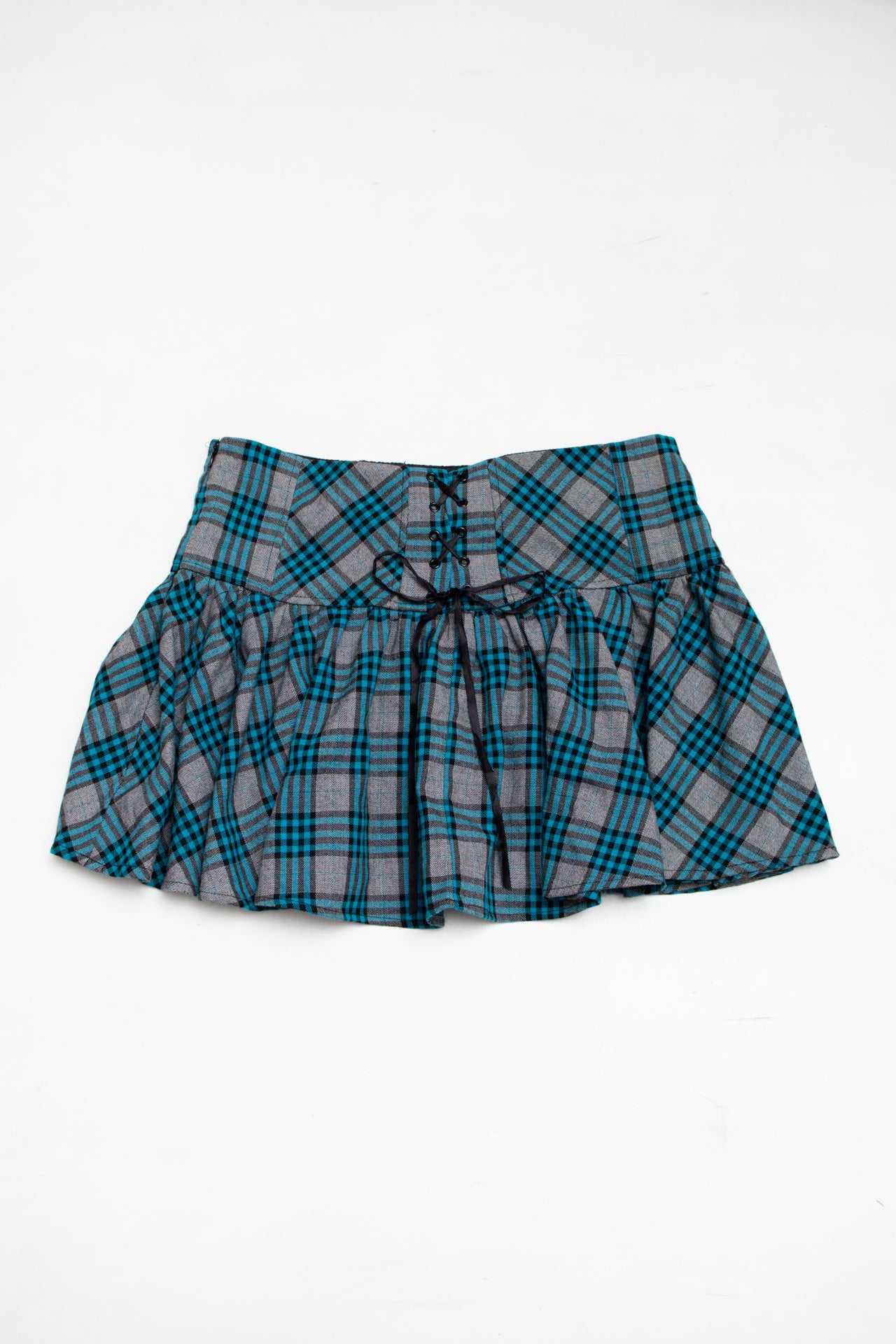 #16 Candie's teal plaid mini skirt | c. 164 | size 10