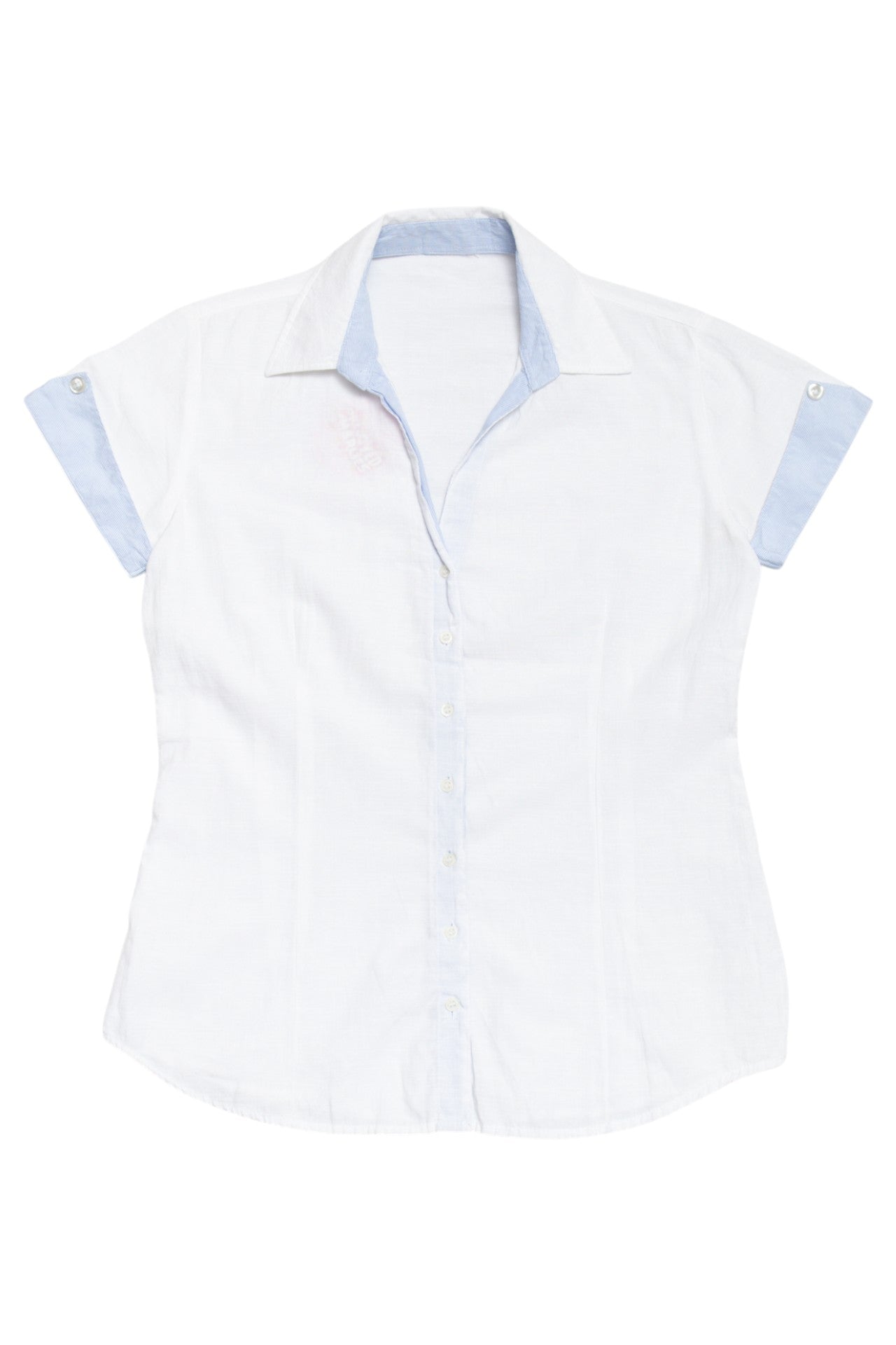 #22 blue/white button up | c. 164 | size 8