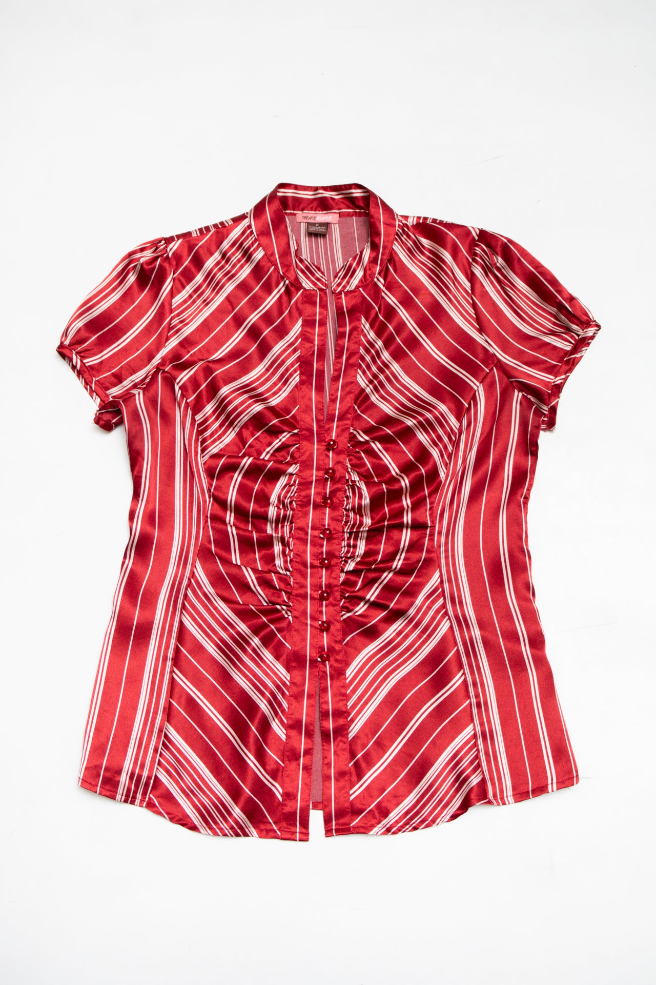#41 Max Rave striped ruched satin top | c. 164 | size 10