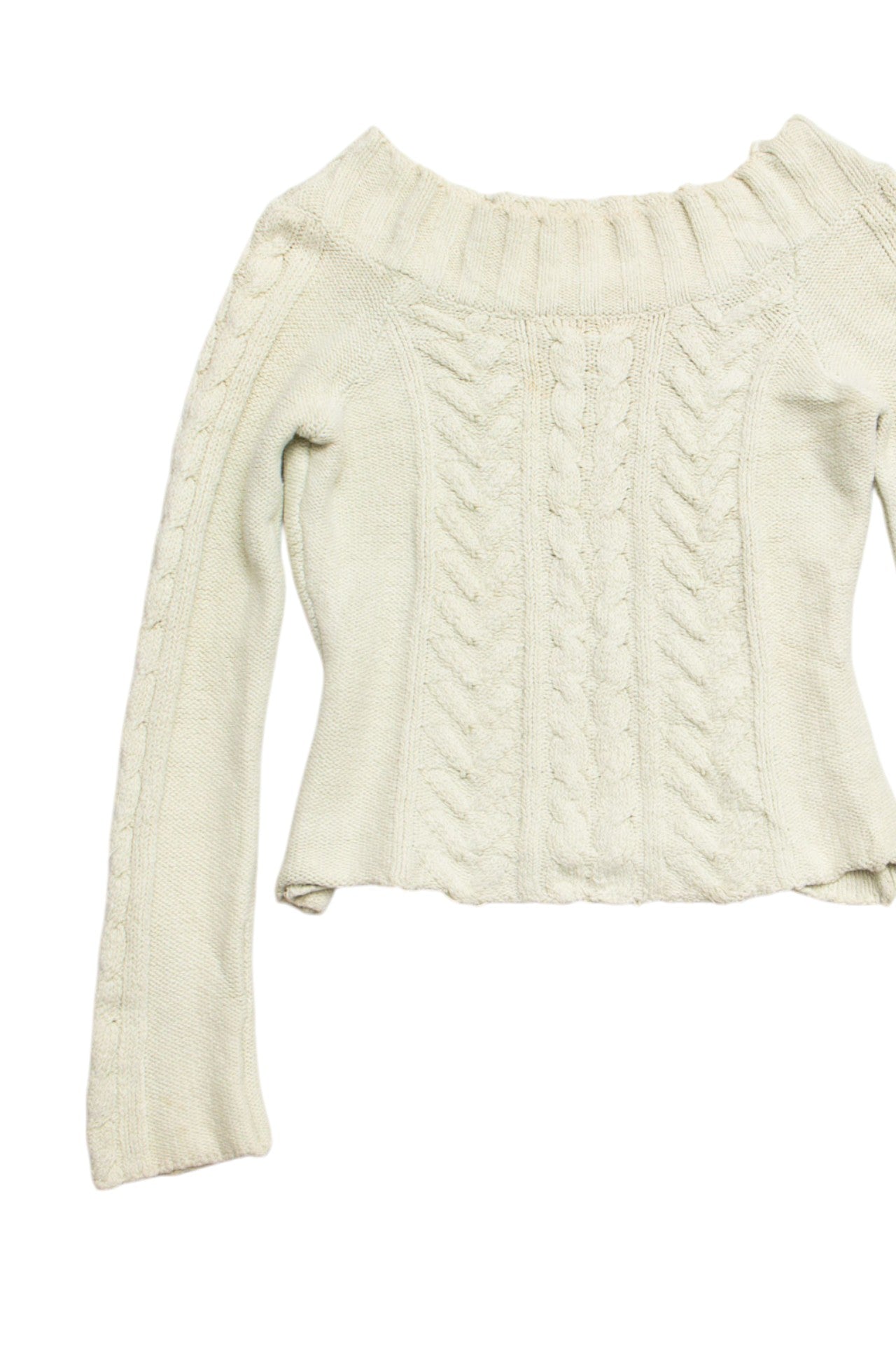 #85 Y2K pale green off shoulder cable knit | C 150 | Size 10