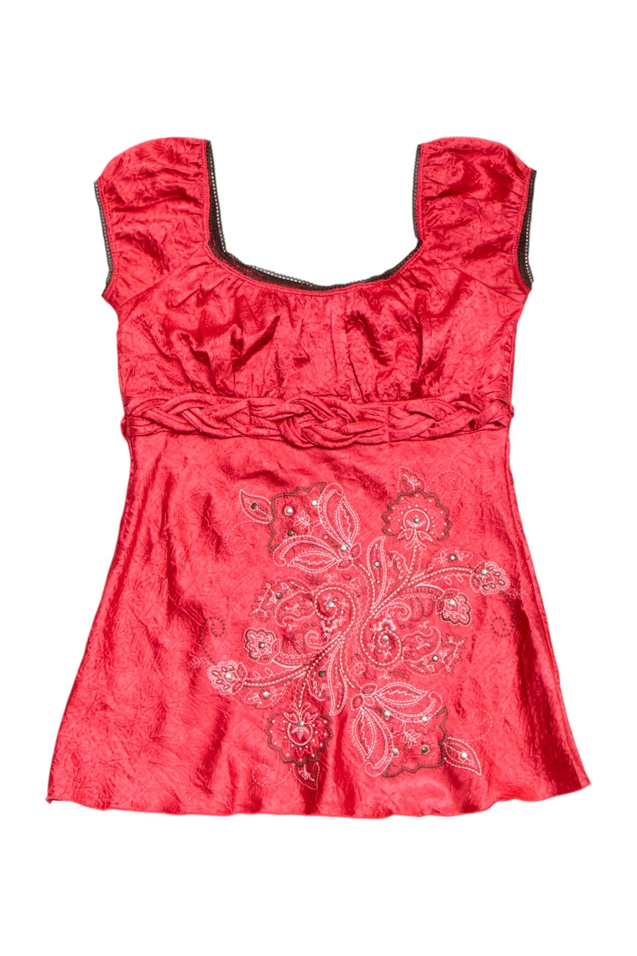 #52 embroidered ruched chest top | c. 164 | size 8