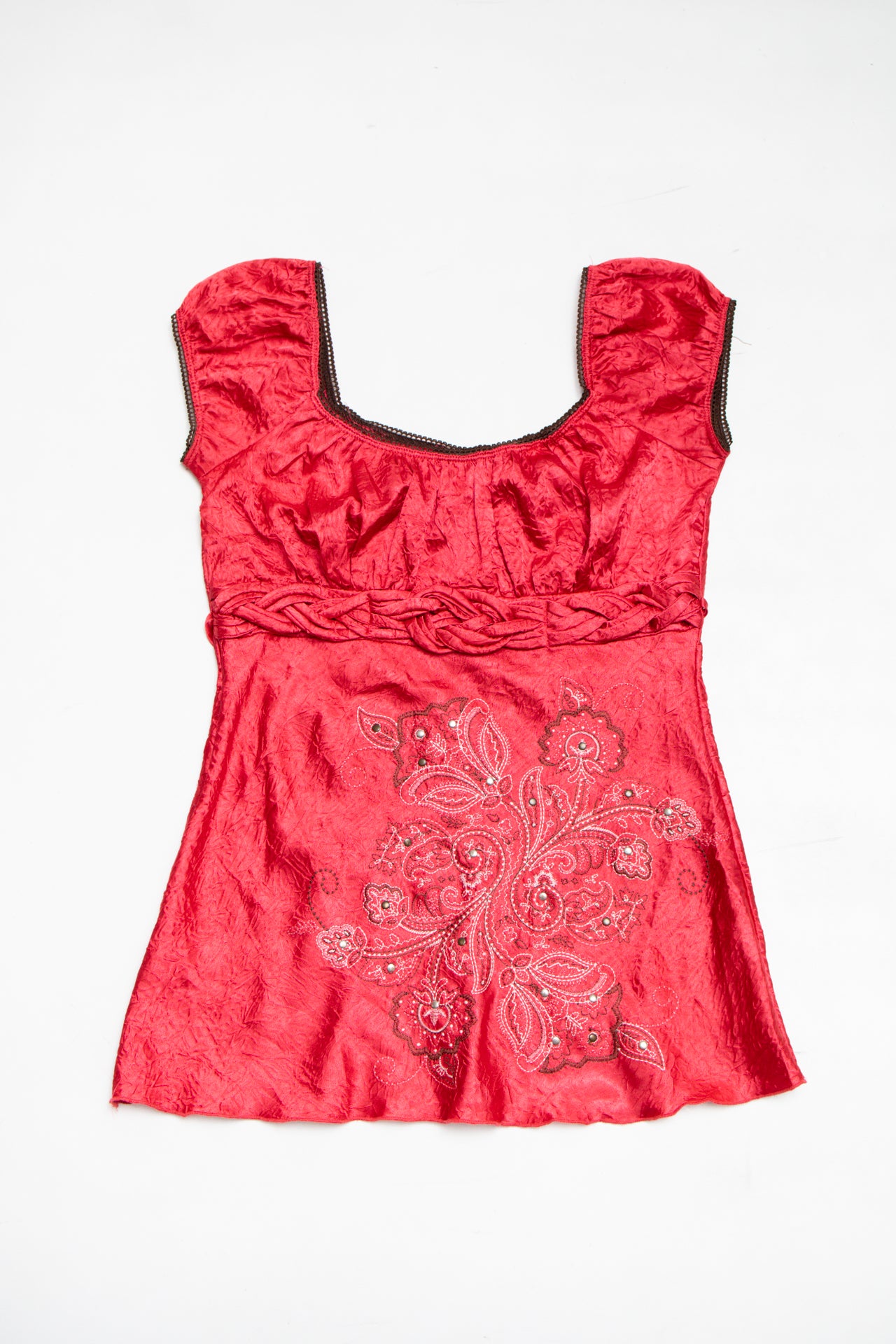 #52 embroidered ruched chest top | c. 164 | size 8