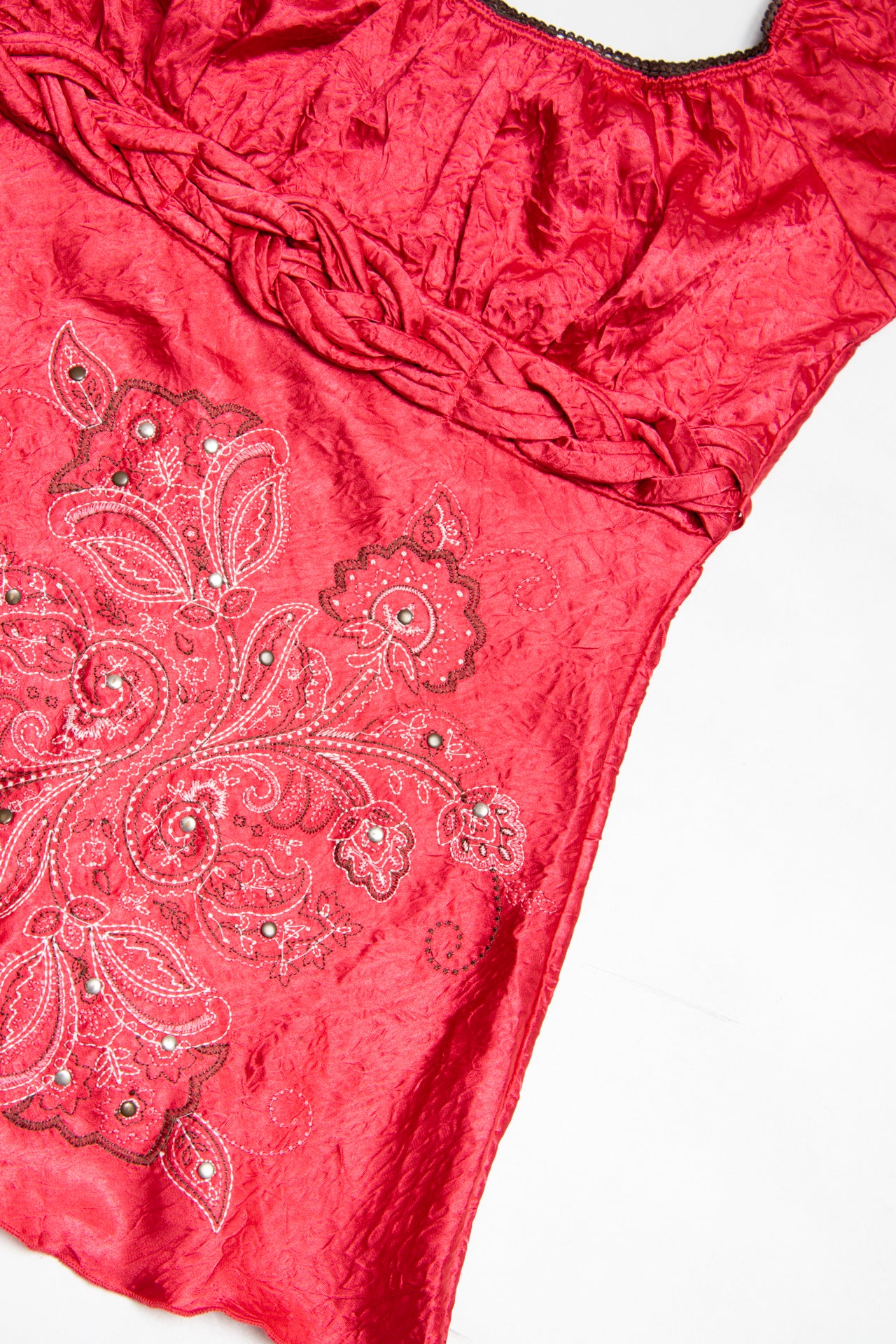 #52 embroidered ruched chest top | c. 164 | size 8