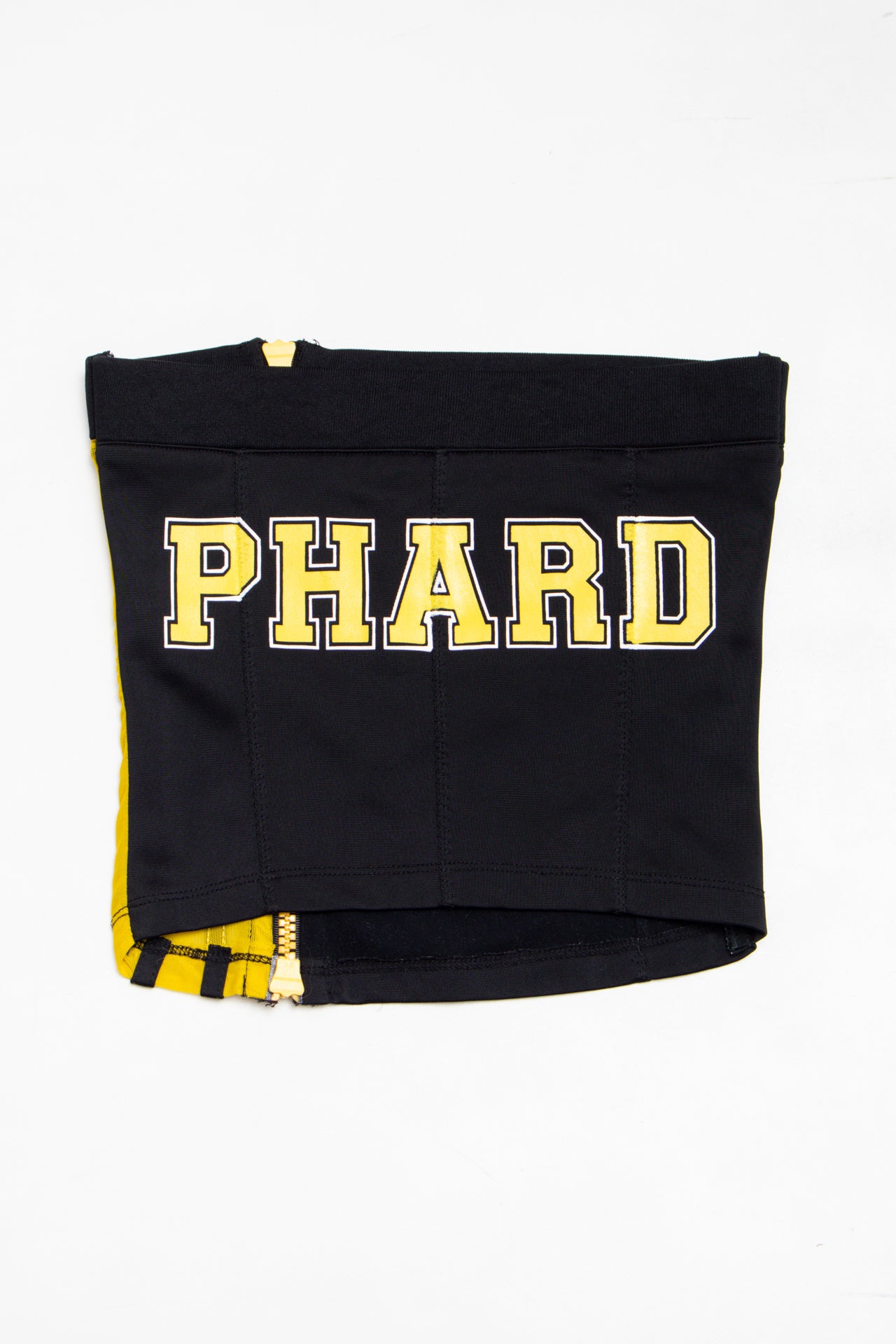 #57 Phard black/yellow zip up corset | c. 164 | size 6