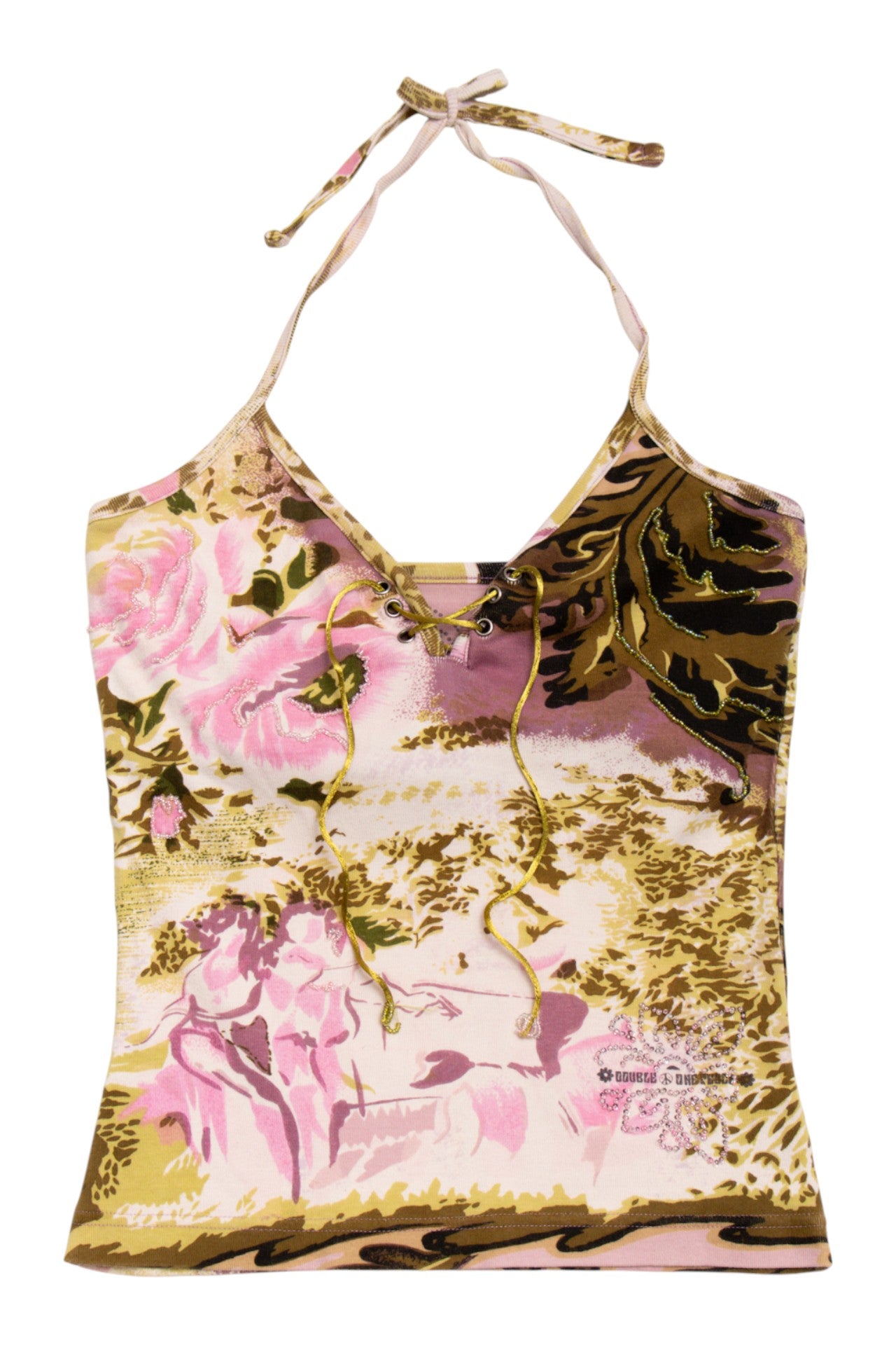 #67 green/pink beaded tank | c. 164 | size 12