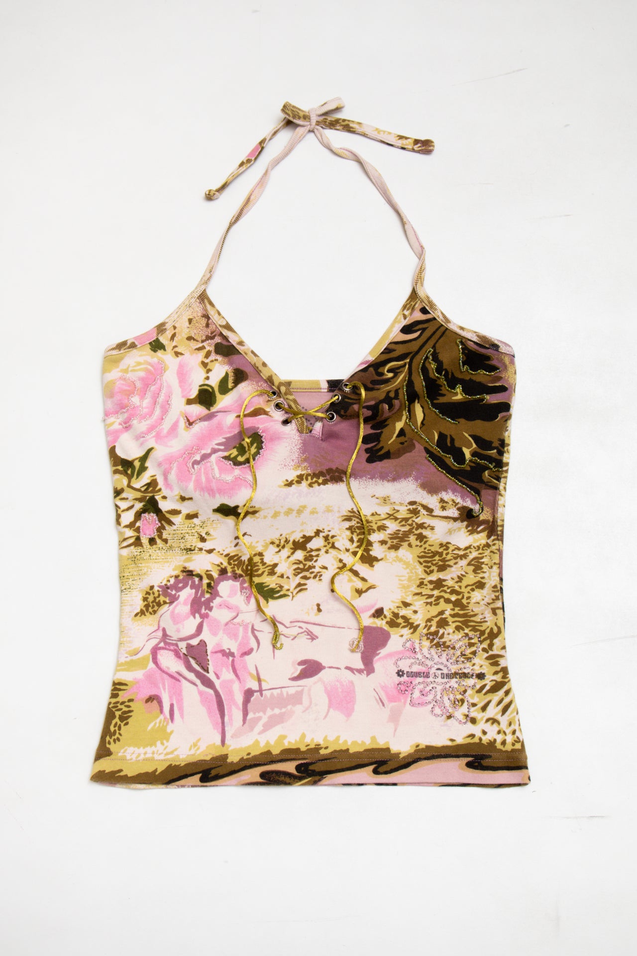 #67 green/pink beaded tank | c. 164 | size 12
