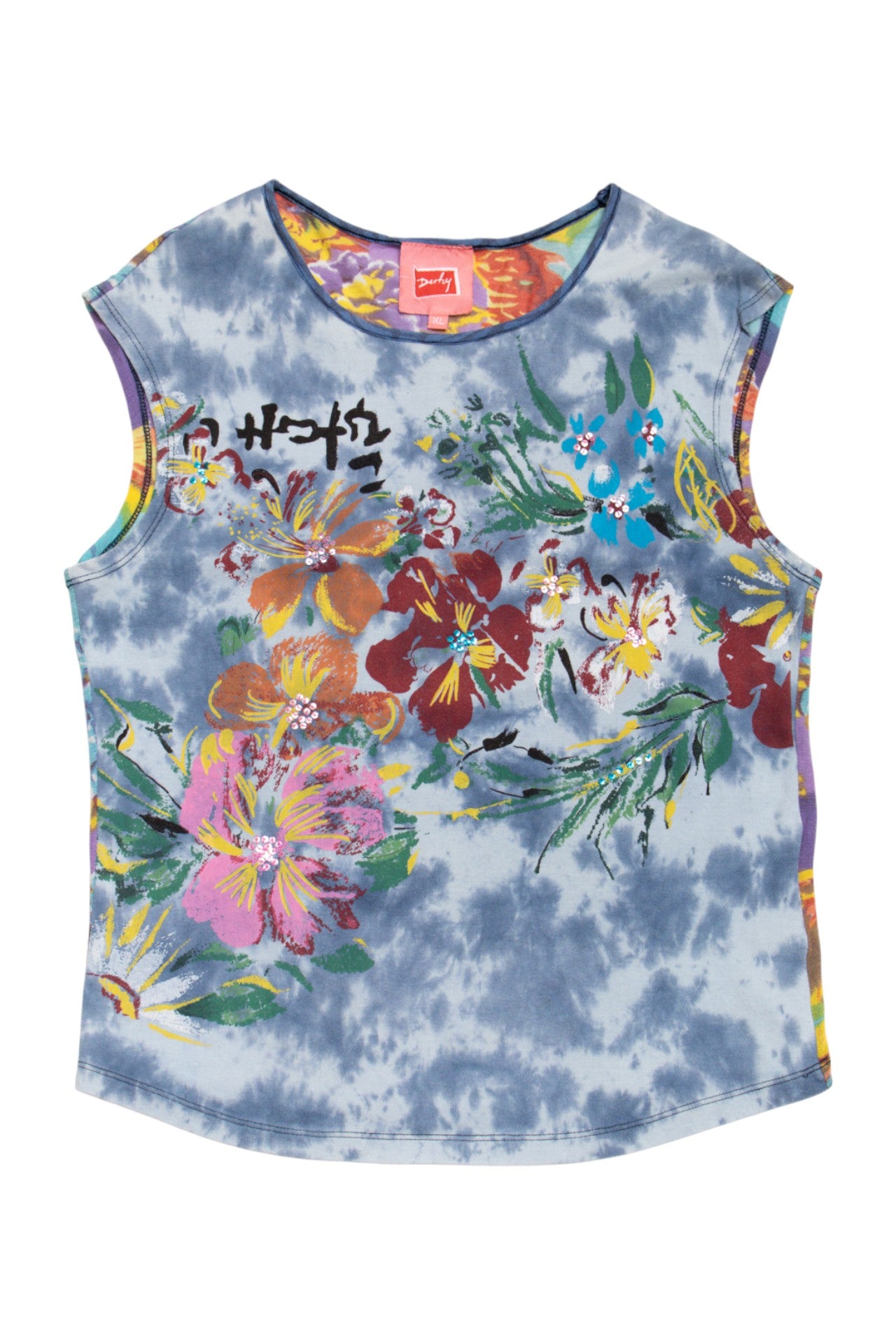 #77 Derhy sequinned floral dragon back tank | c. 164 | size 14/16