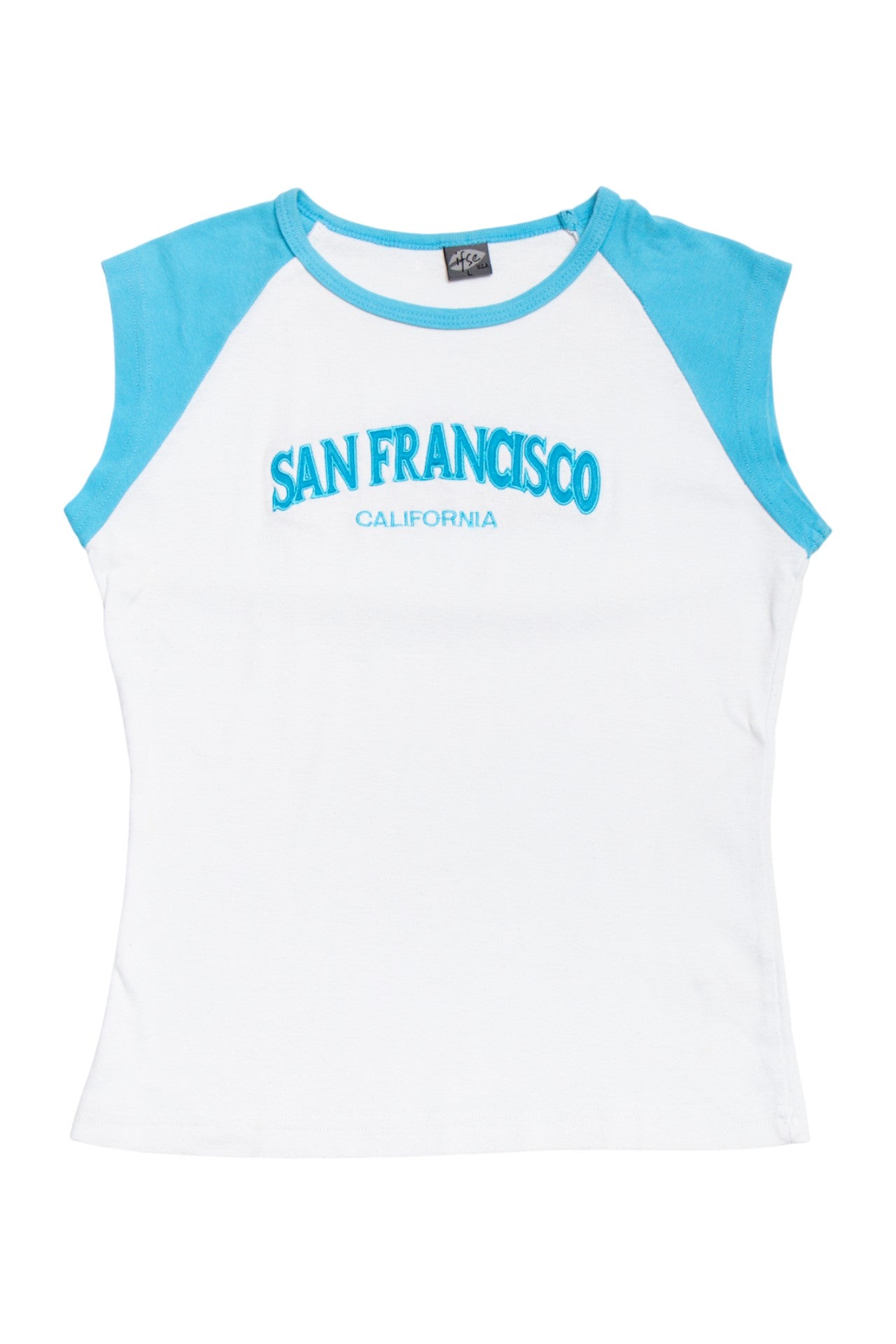 #78 blue San Francisco raglan baby tee | c. 164 | size 8