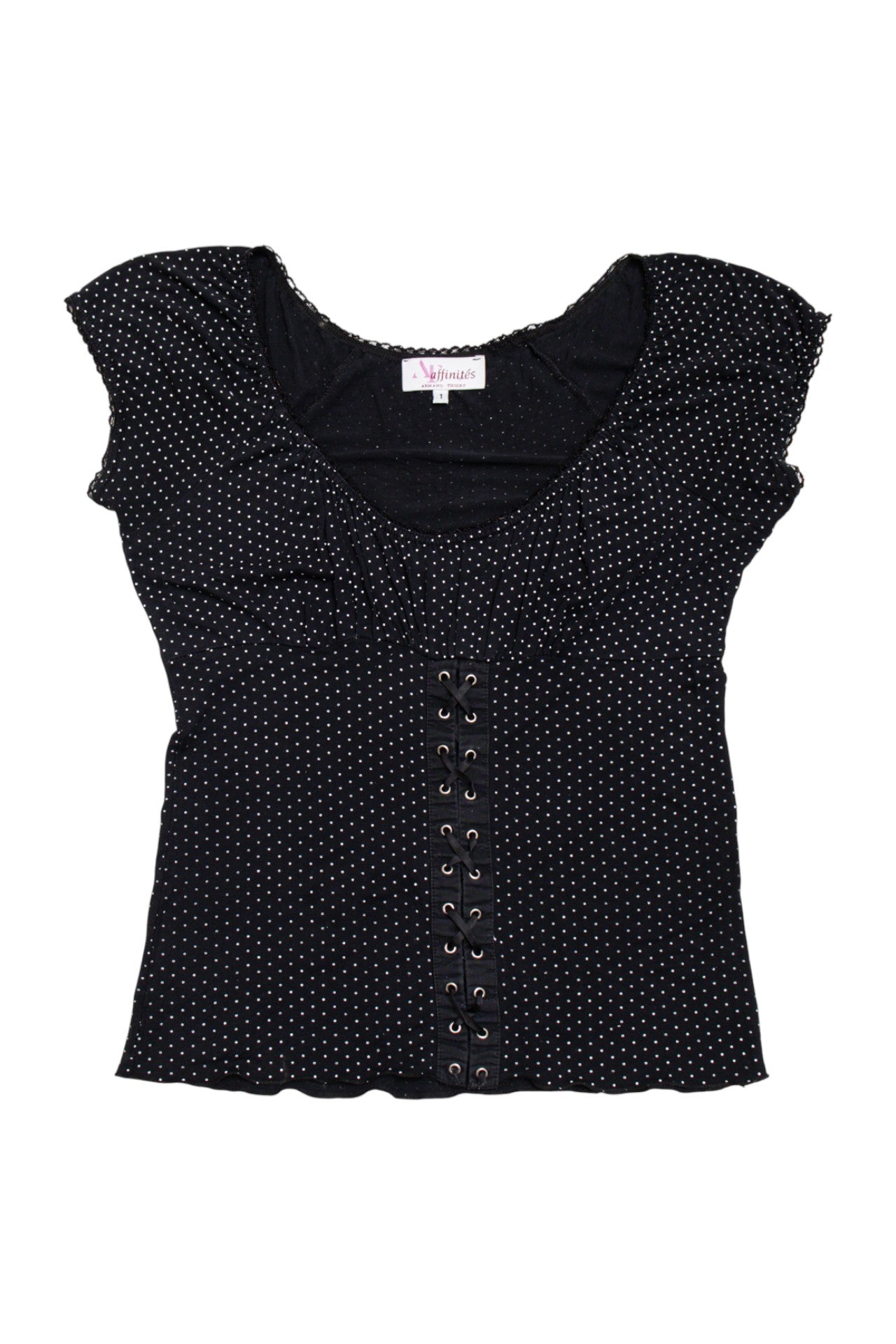 #101 Affinités polka dot ruched chest top | c. 164 | size 12
