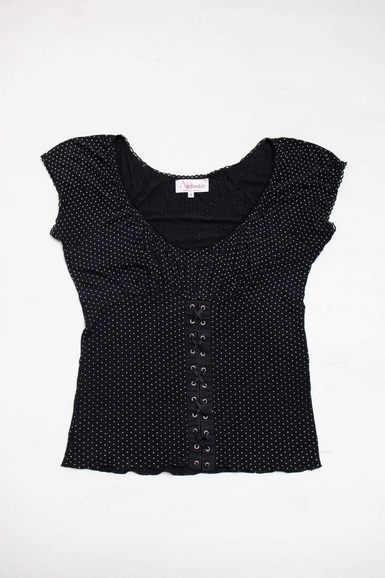 #101 Affinités polka dot ruched chest top | c. 164 | size 12