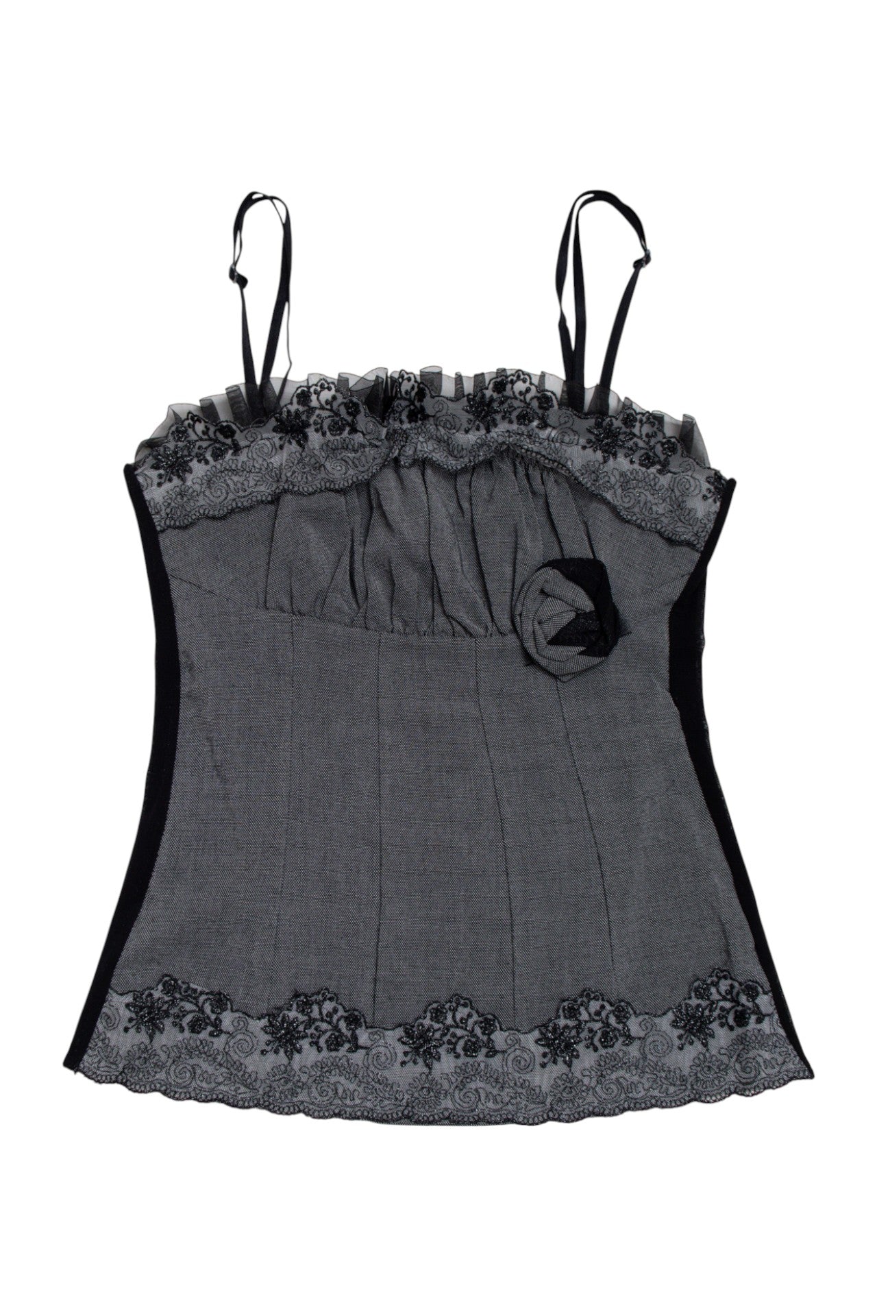 #102 Talco rosetted lace trim corset | c. 164 | size 8/10