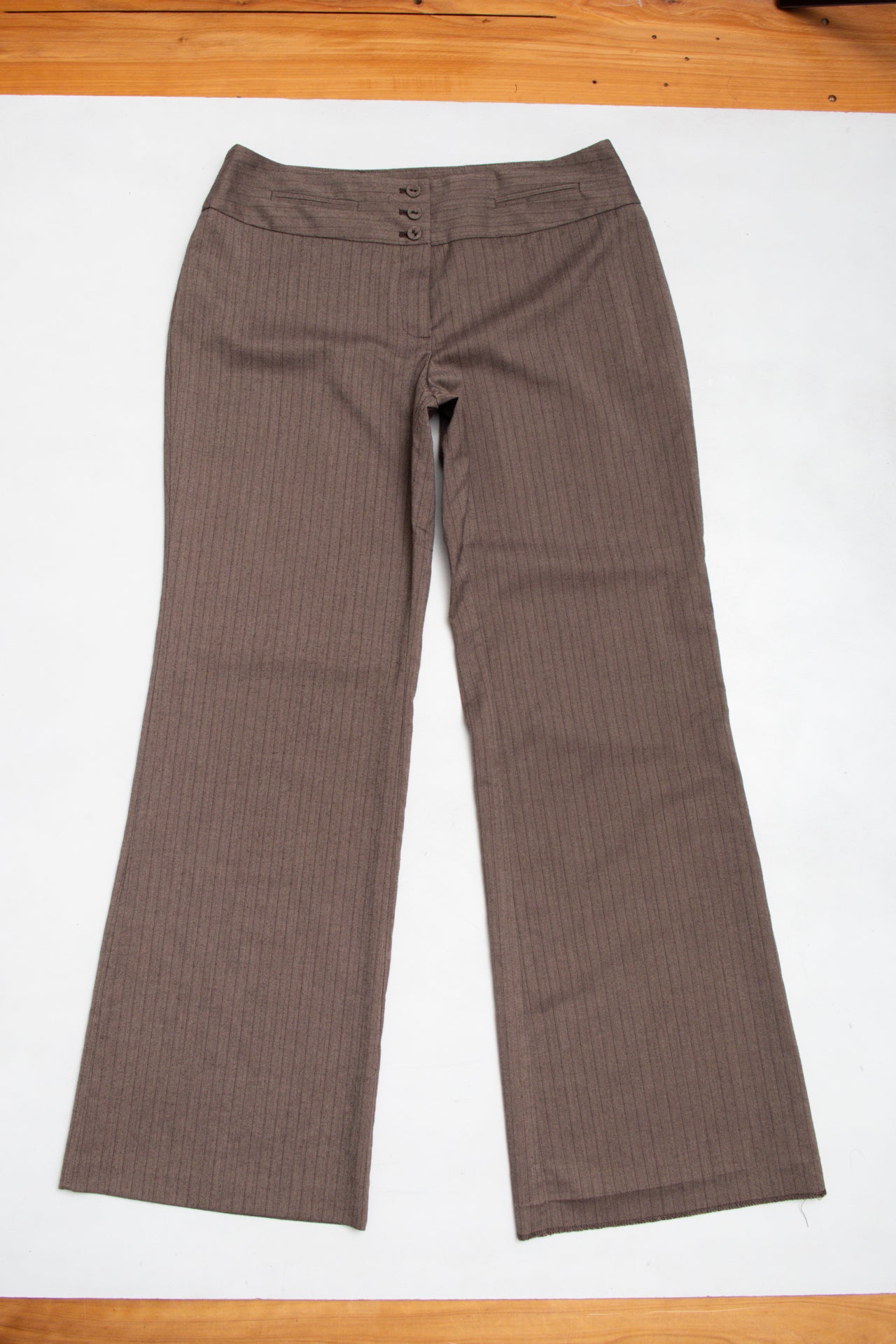 #113 Apt. 9 brown pin-stripe pants | c. 164 | size 12