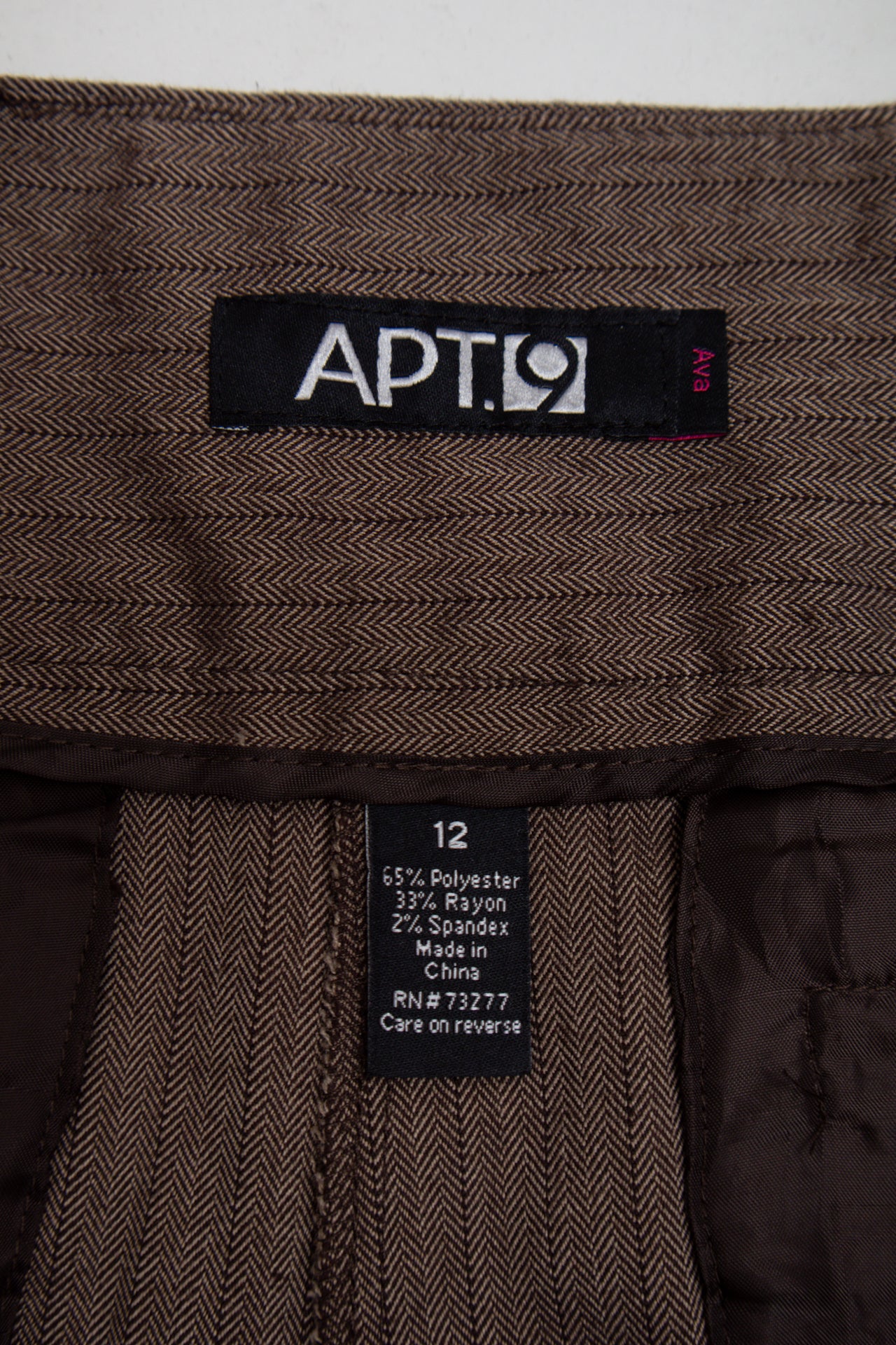 #113 Apt. 9 brown pin-stripe pants | c. 164 | size 12