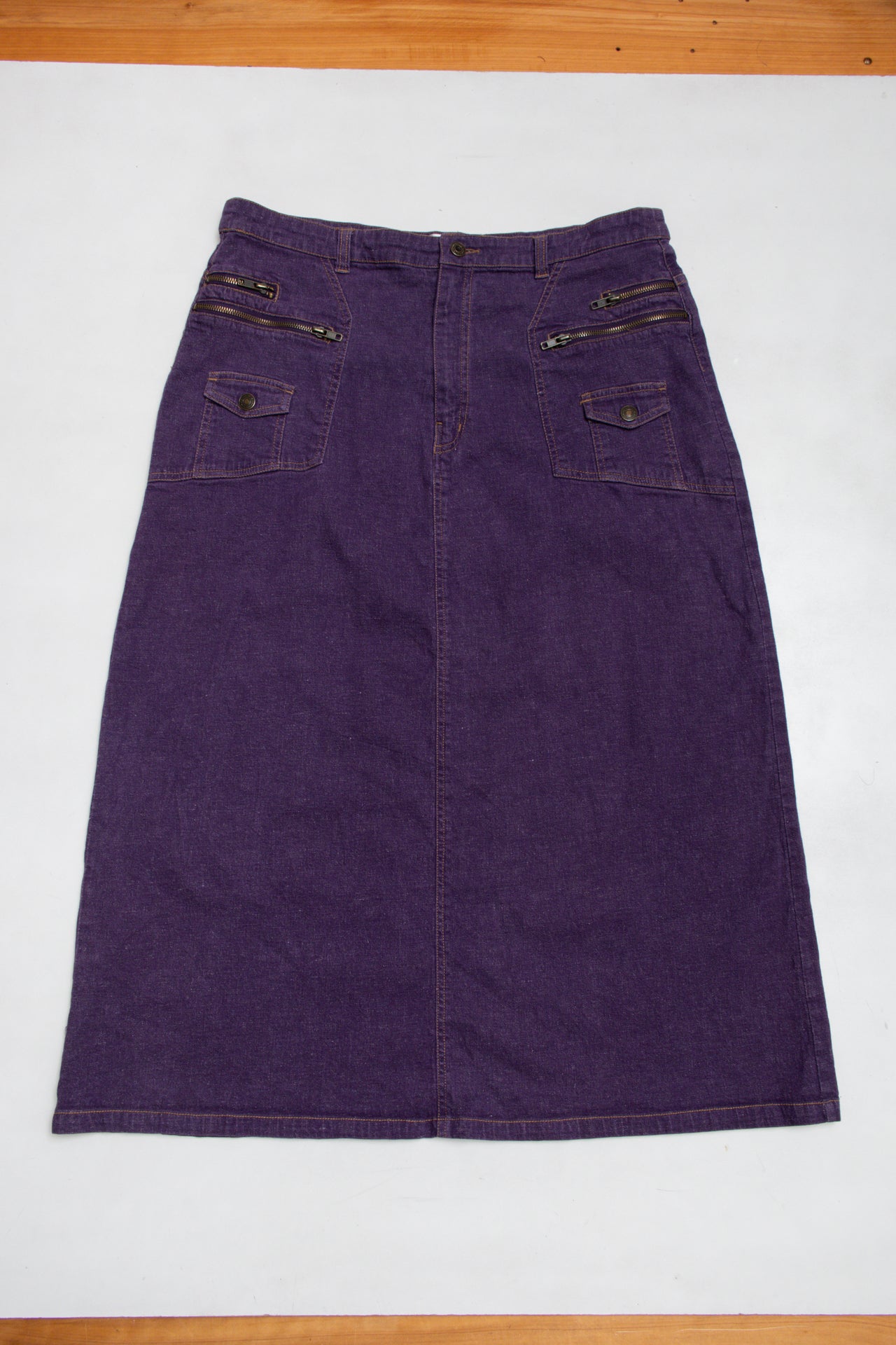 #114 Denim 24/7 purple maxi skirt | c. 164 | size 12