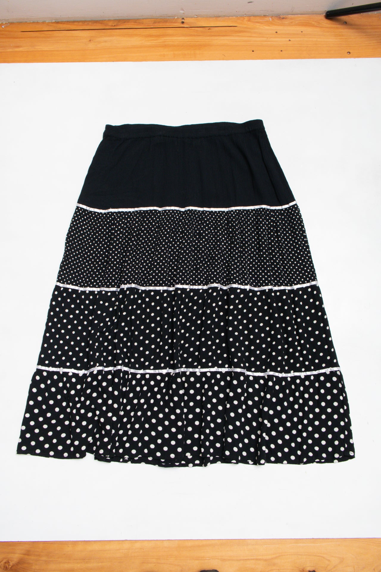 #115 Cathy Daniels polka dot maxi skirt | c. 164 | size 10/12