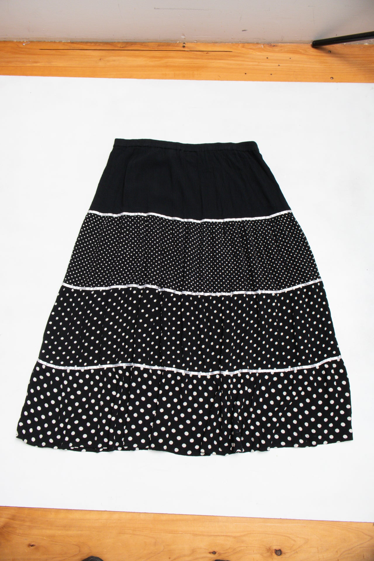 #115 Cathy Daniels polka dot maxi skirt | c. 164 | size 10/12