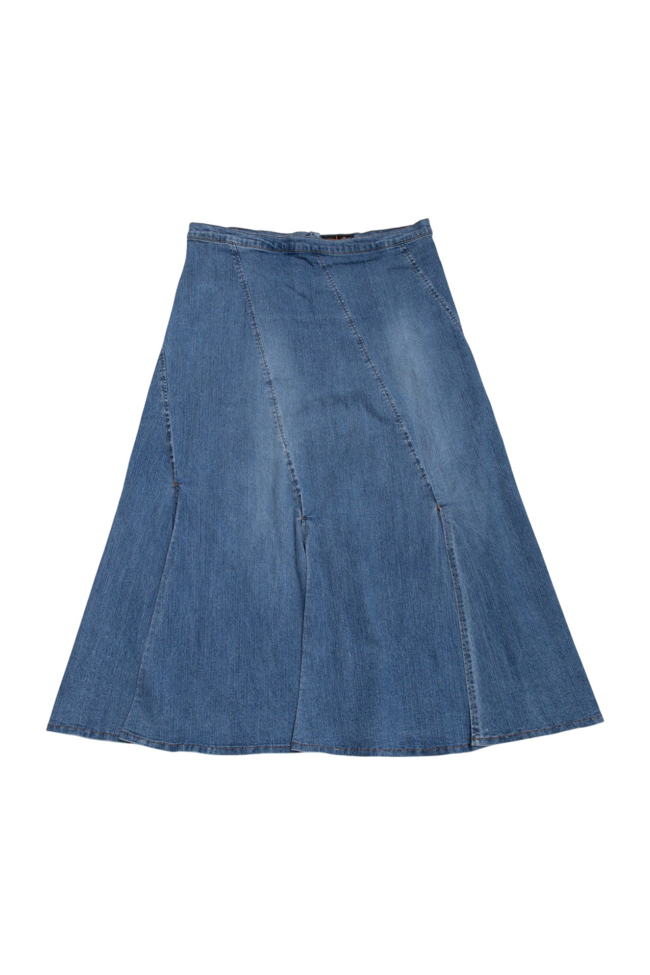 #126. East of LA split pleats denim maxi skirt | c. 164 | size 14/16