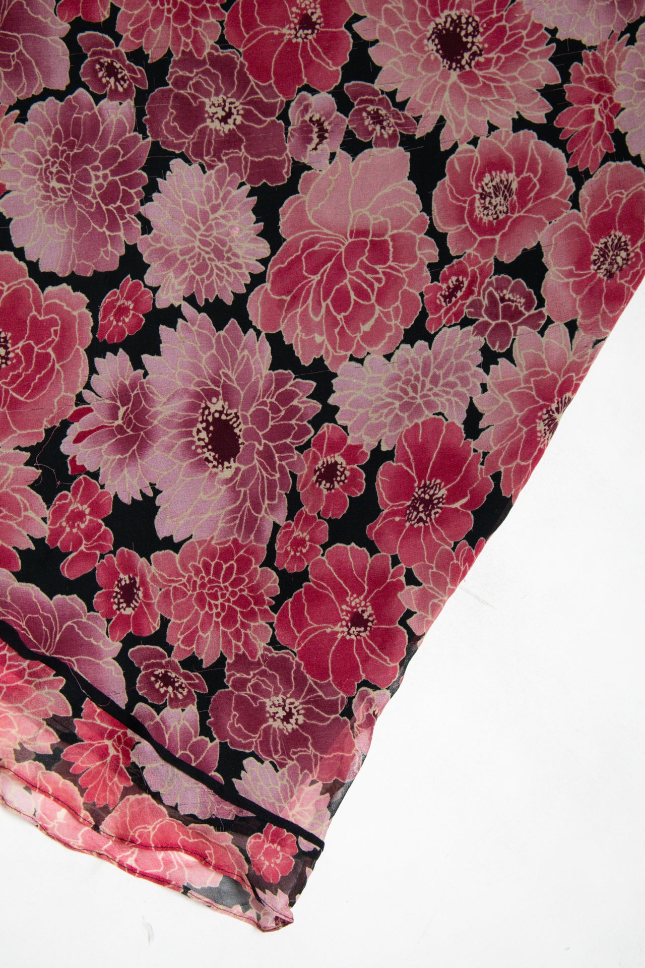 #129 deep pink floral midi skirt | c. 164 | size 10