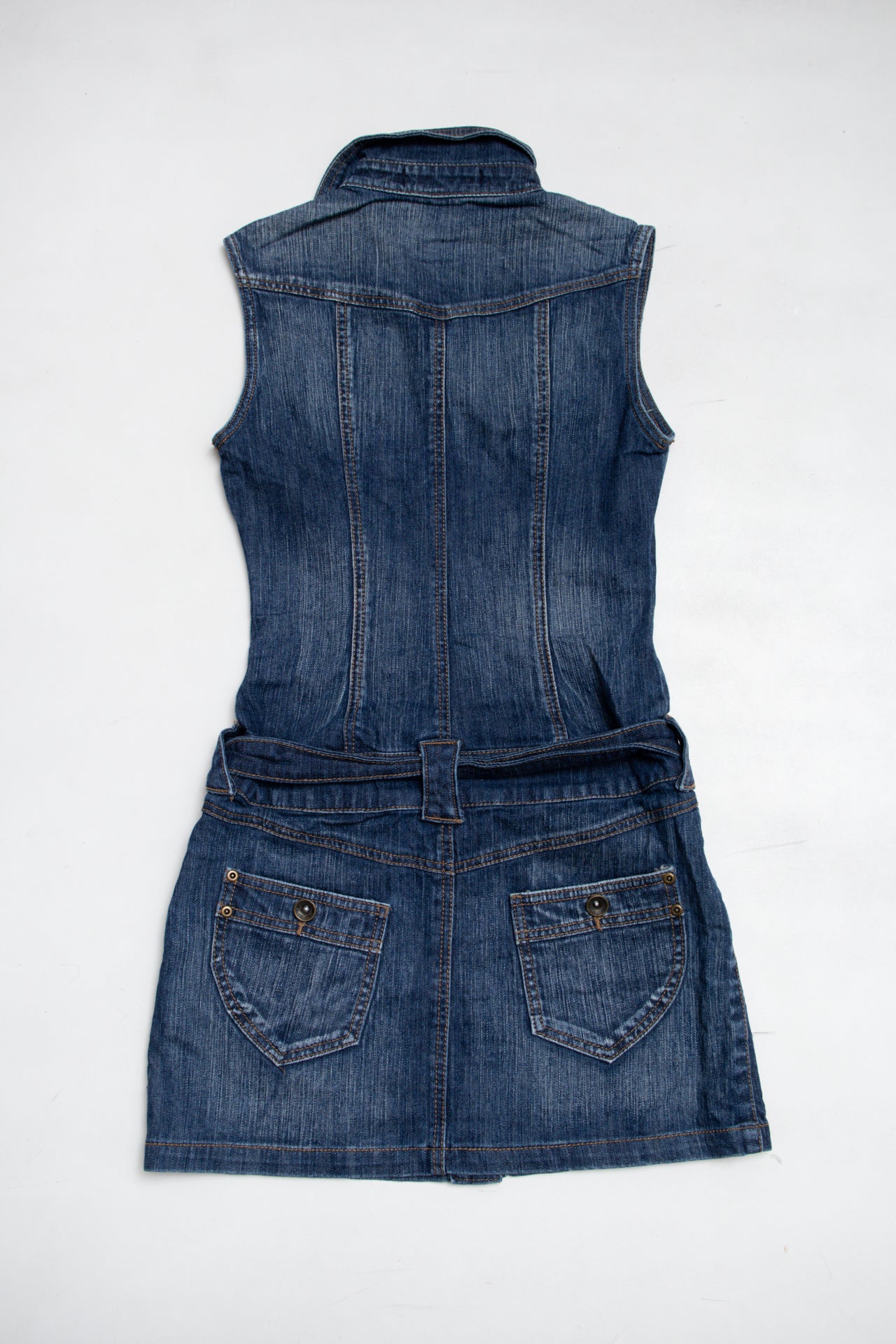 #134 Pimkie mini denim belted dress | c. 164 | size 8