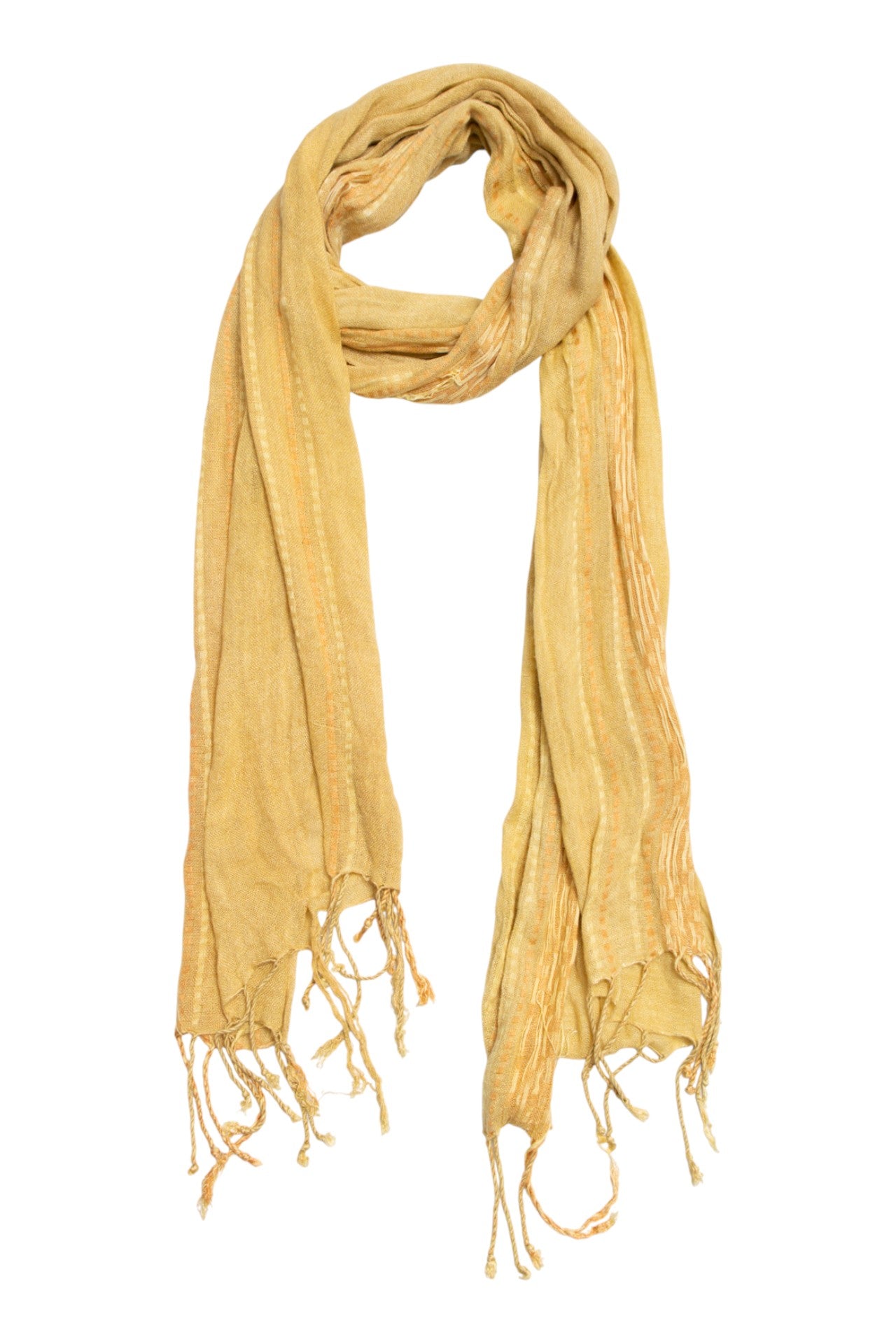 #137 washed yellow tassled sarf | c. 164