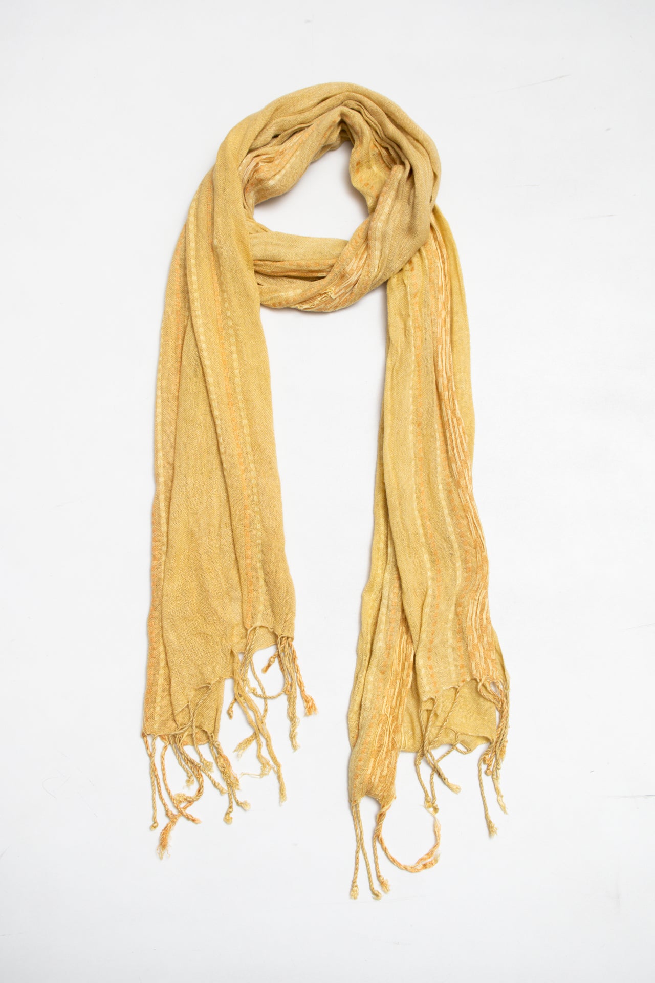 #137 washed yellow tassled sarf | c. 164